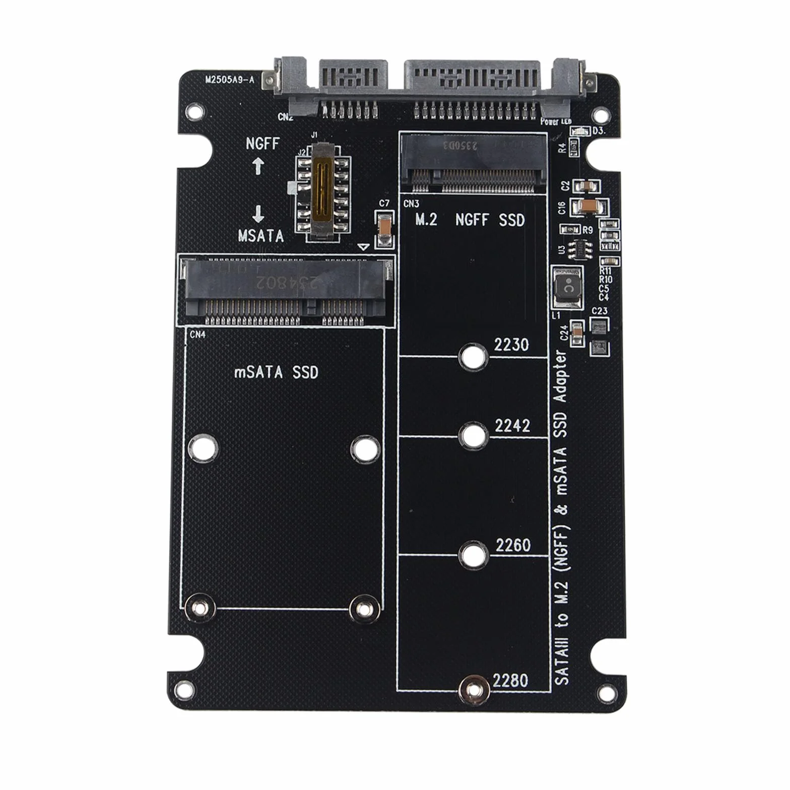 M.2 NGFF mSATA SSD do SATA 3 adapter dysku twardego 2 w 1 - płyta o grubości 7 mm 2,5 cala z uchwytem na klucze B i M 22 piny