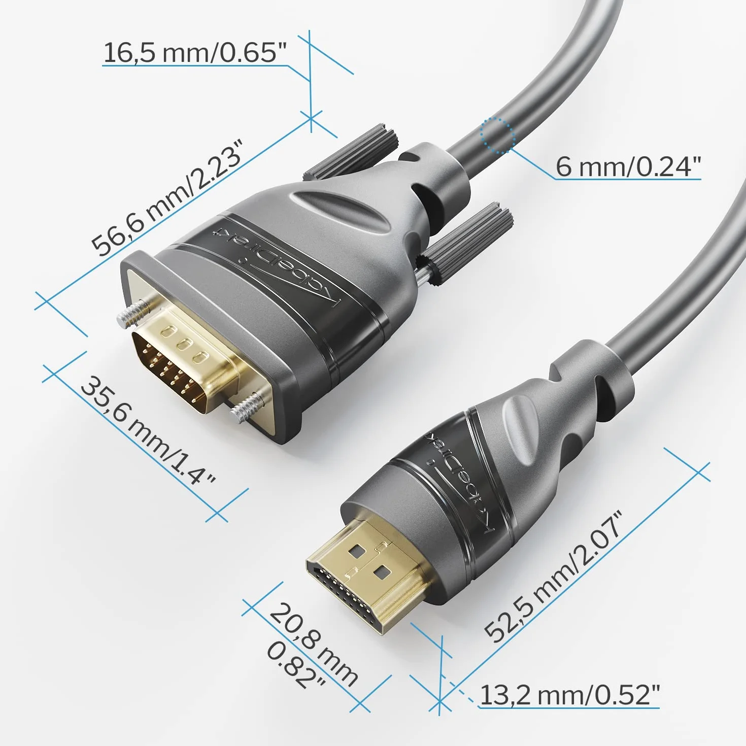 KabelDirekt – Przejściowy HDMI-VGA – 2m (High Speed/15-pin D-sub, monitora komputerów, laptopów i innych urządzeń HDMI do ekranów VGA w rozdzielczości Full HD/1080p i szybkiej 60 Hz)