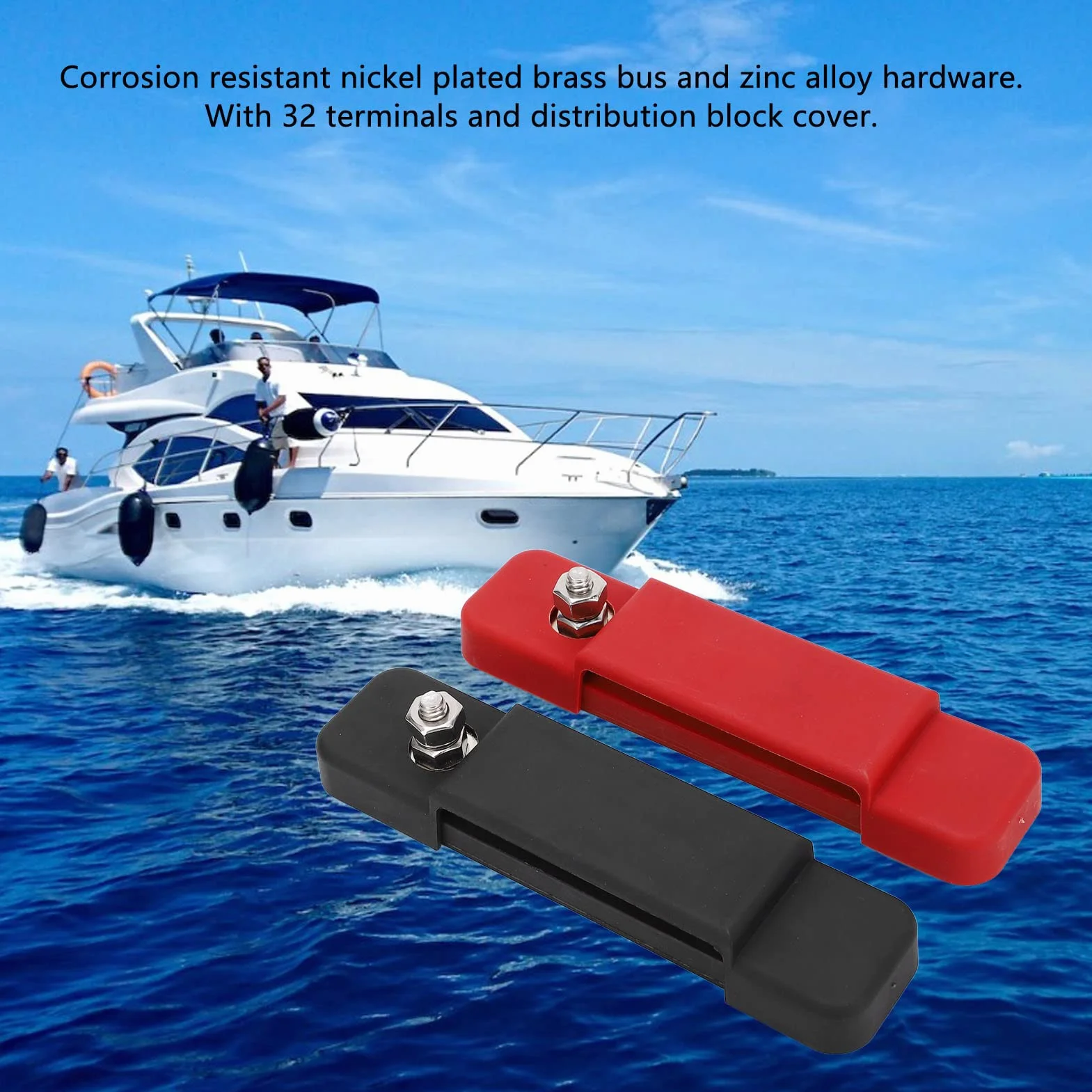 Blok Dystrybucji Zasilania 12 Way 12V 180A Szyna Zbiorcza z pokrywą 32 szt. Terminal Blok Dystrybucji Zasilania Szyna Zbiorcza do łodzi Pojazd Samochodowy Marine