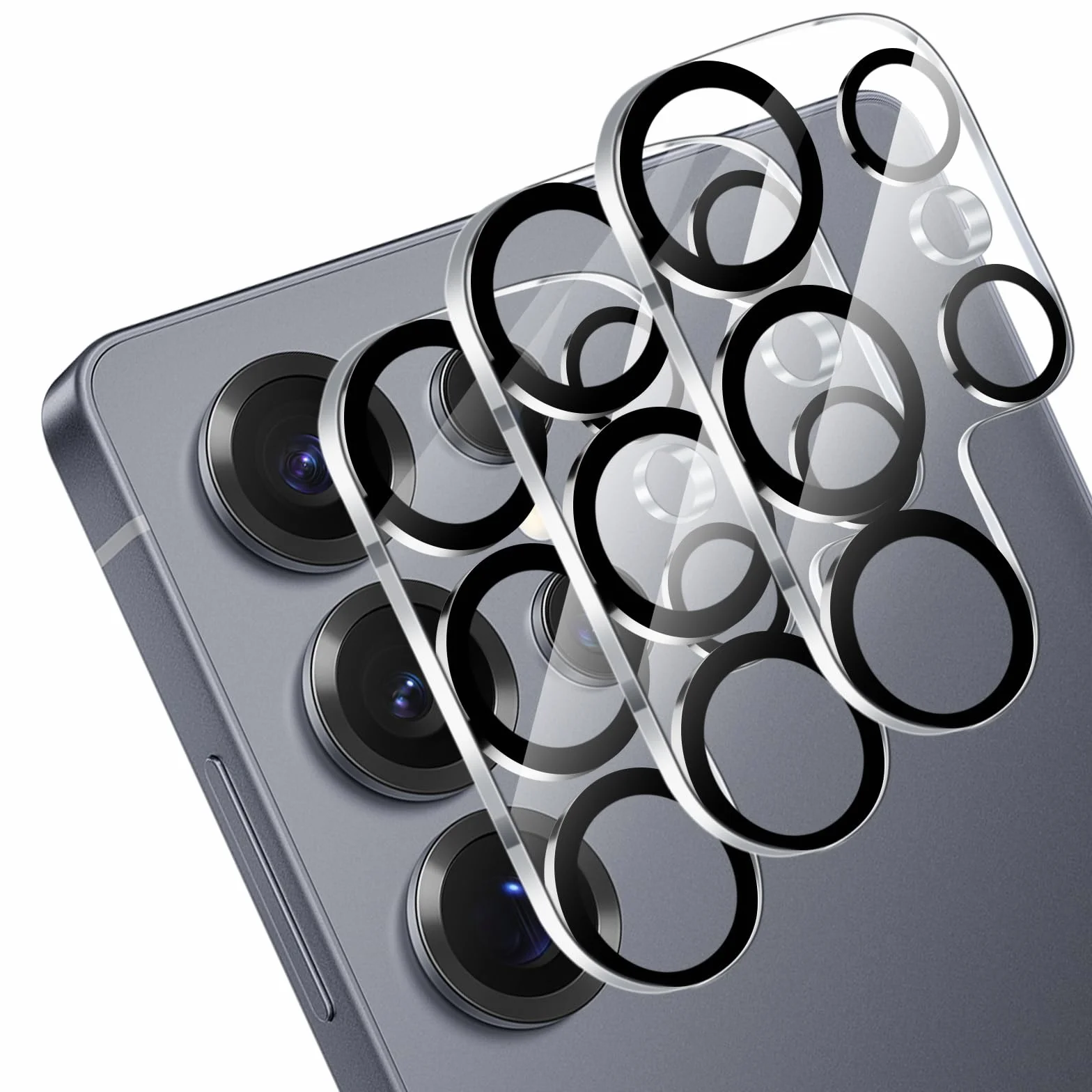 OFFCUP Ochraniacz obiektywu aparatu do Samsung Galaxy S25 Ultra, 3 zestawy ochraniaczy obiektywu, odporne na zarysowania, ultracienkie szkło hartowane 9H i aluminiowa rama, łatwa instalacja (biała)