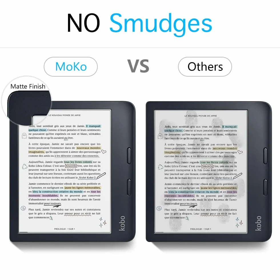 MoKo 3-Pack Matte Screen Protector Fits Kobo Libra Colour 7 Inches 2024/Kobo Libra 2 E-Reader 7" 2021, Premium PET Anti-Glare Screen Protective Film Screen Protector