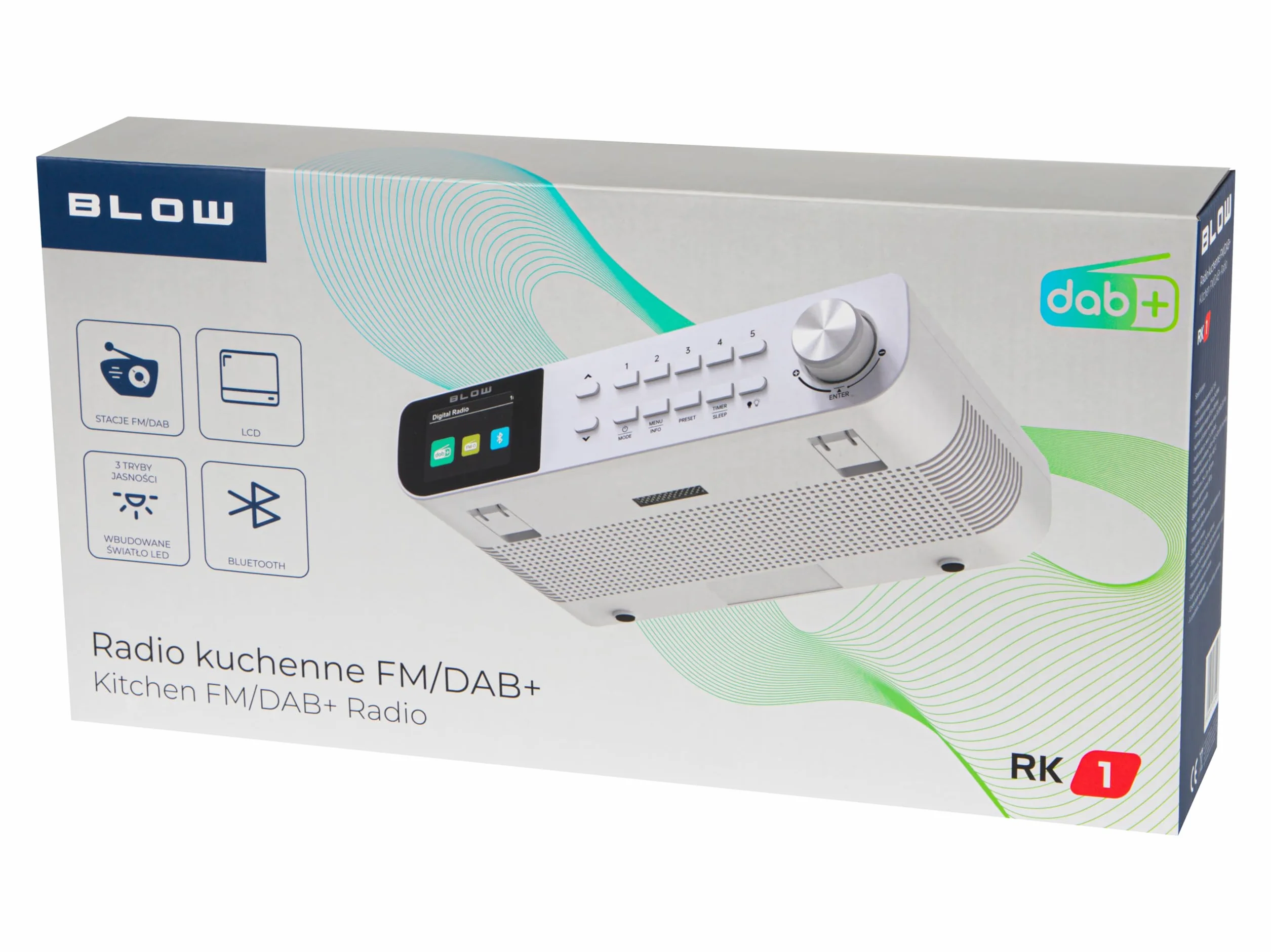 BLOW RADIO KUCHENNE PODWIESZANE FM/DAB+ BLUETOOTH LATARKA WYŚWIETLACZ PRZENOŚNE
