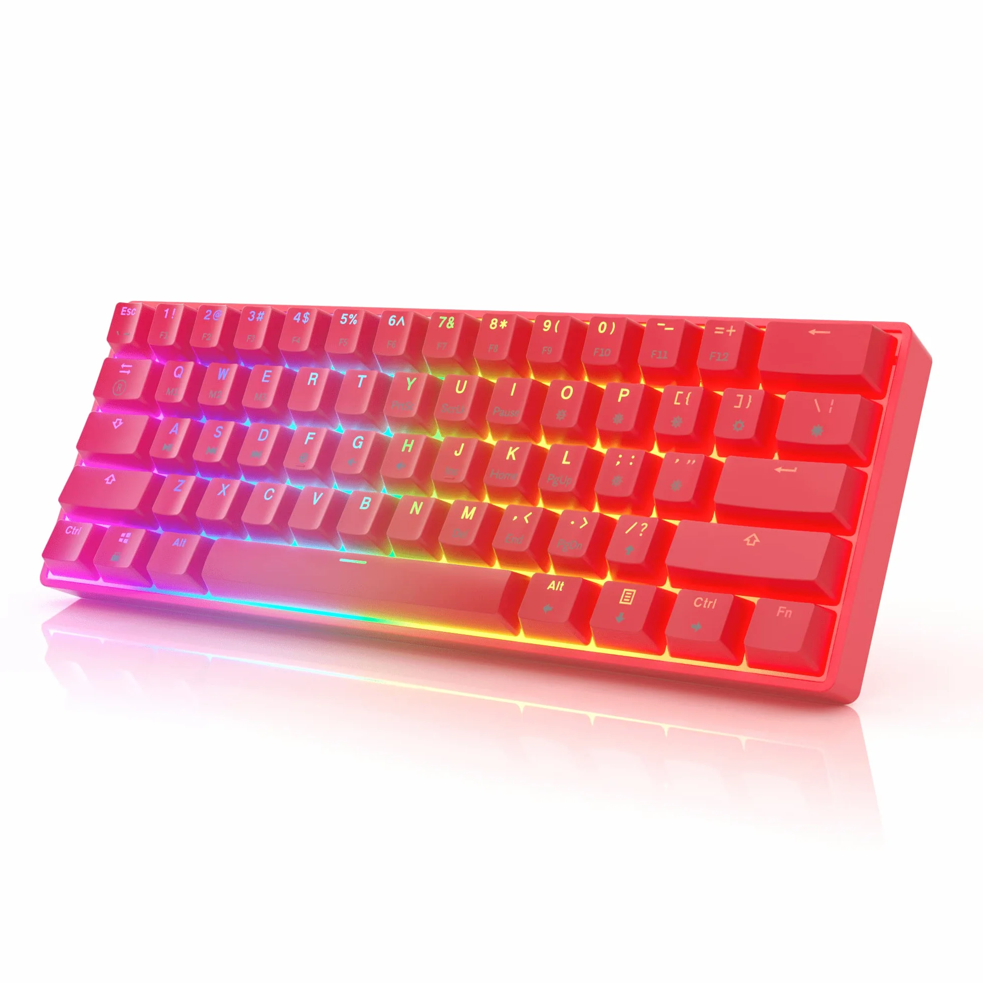 HKKB GK61 Mechaniczna klawiatura do gier 60 procent | 61 RGB Rainbow LED Programowalne klawisze Backlit | USB Przewodowa | Komputer Mac i Windows | Mechaniczny Hotswap Gateron Czarne przełączniki |