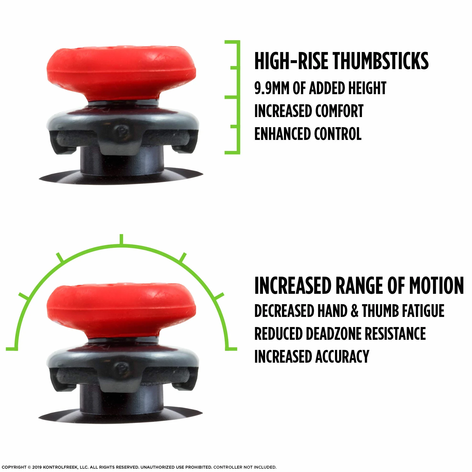 KontrolFreek FPS Freek Inferno do kontrolerów Xbox One i Xbox Series X | Performance Thumbsticks | 2 drążki wklęsłe wysokie | Czerwone