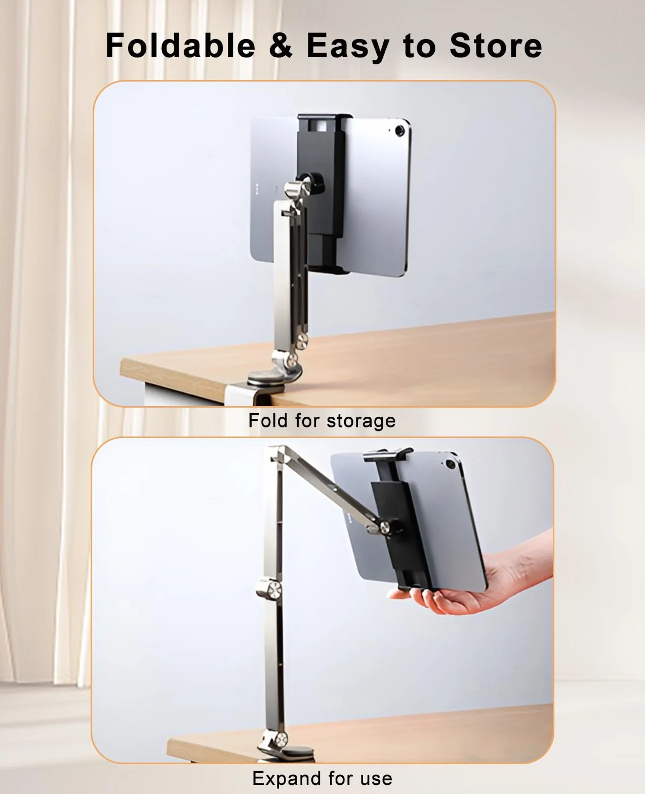 Uchwyt na tablet iPad 360°, regulowany długi rękaw, do tabletu, łóżka, iPada, biurka, do tabletu iPad Pro Air Mini 4,7"-15,4"