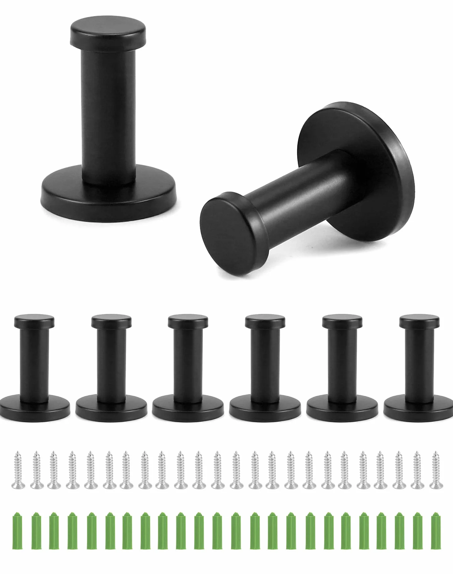 QWORK® 8 sztuk wieszaków czarny, wieszaki 55 mm, haczyki kuchenne, stal nierdzewna, do łazienki, kuchni, gabinetu