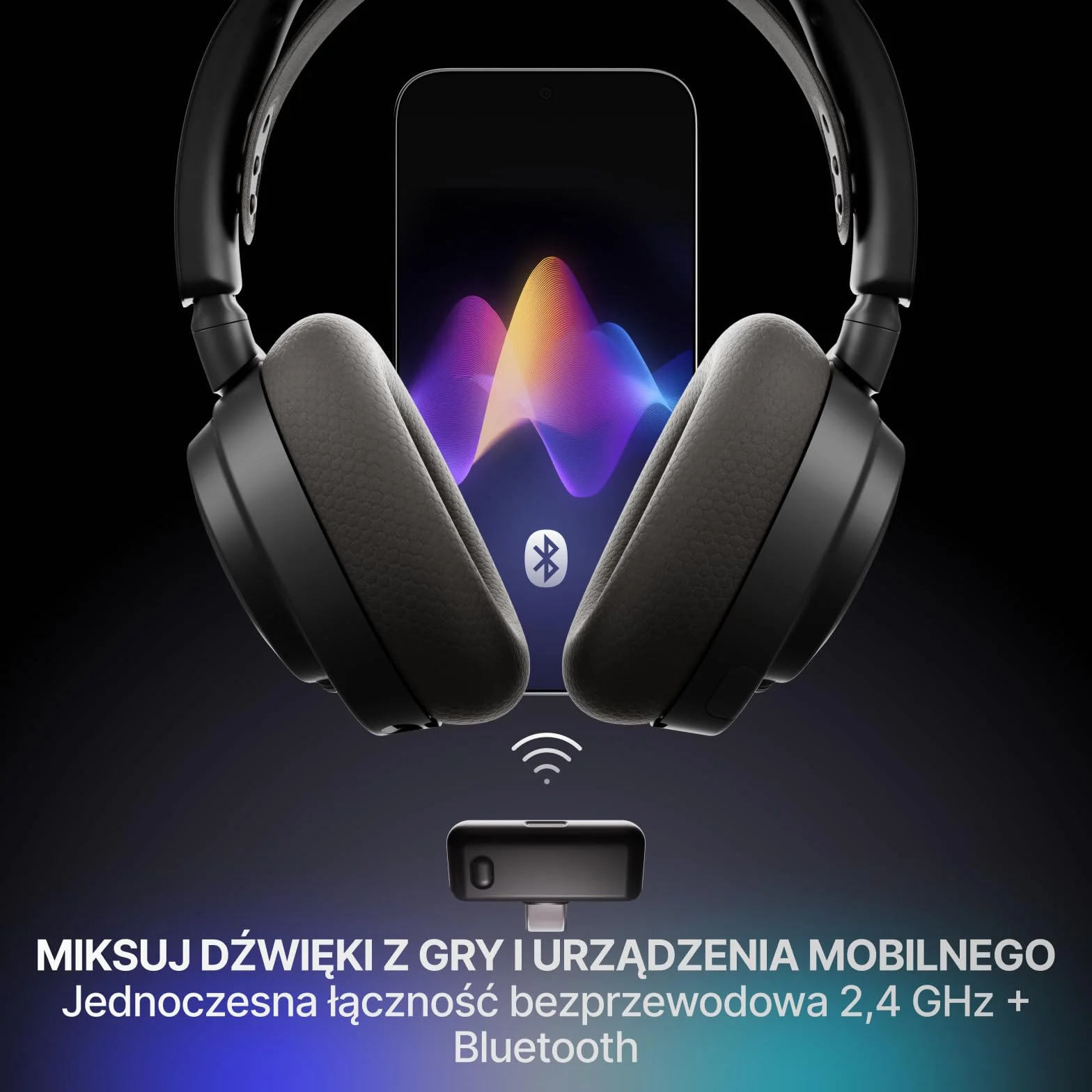 SteelSeries Arctis Nova 7 Wireless Gen 2 do gier, 50H, przetworniki magnetyczne neodymowe, 2,4 GHz/Bluetooth, PC, PS5, Switch, mobile