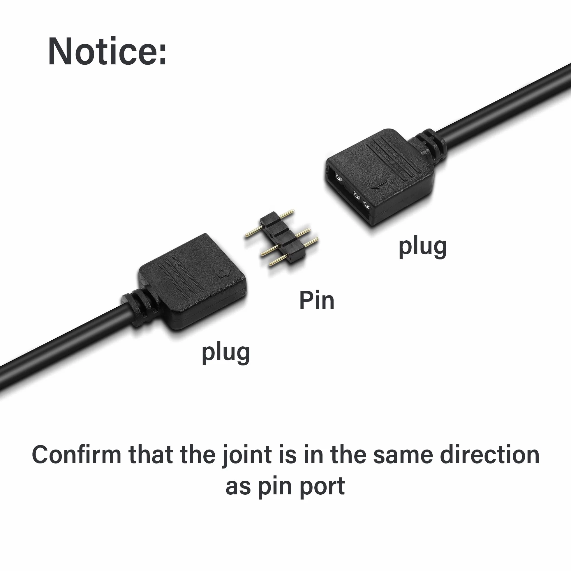 GINTOOYUN Kabel Przedłużający RGB 3-Pinowy na SM, Żeńska Wtyczka ARGB, Kabel 5V Adresowalny do Wentylatora, Taśmy LED PC (0,98 ft) (Styl 4)