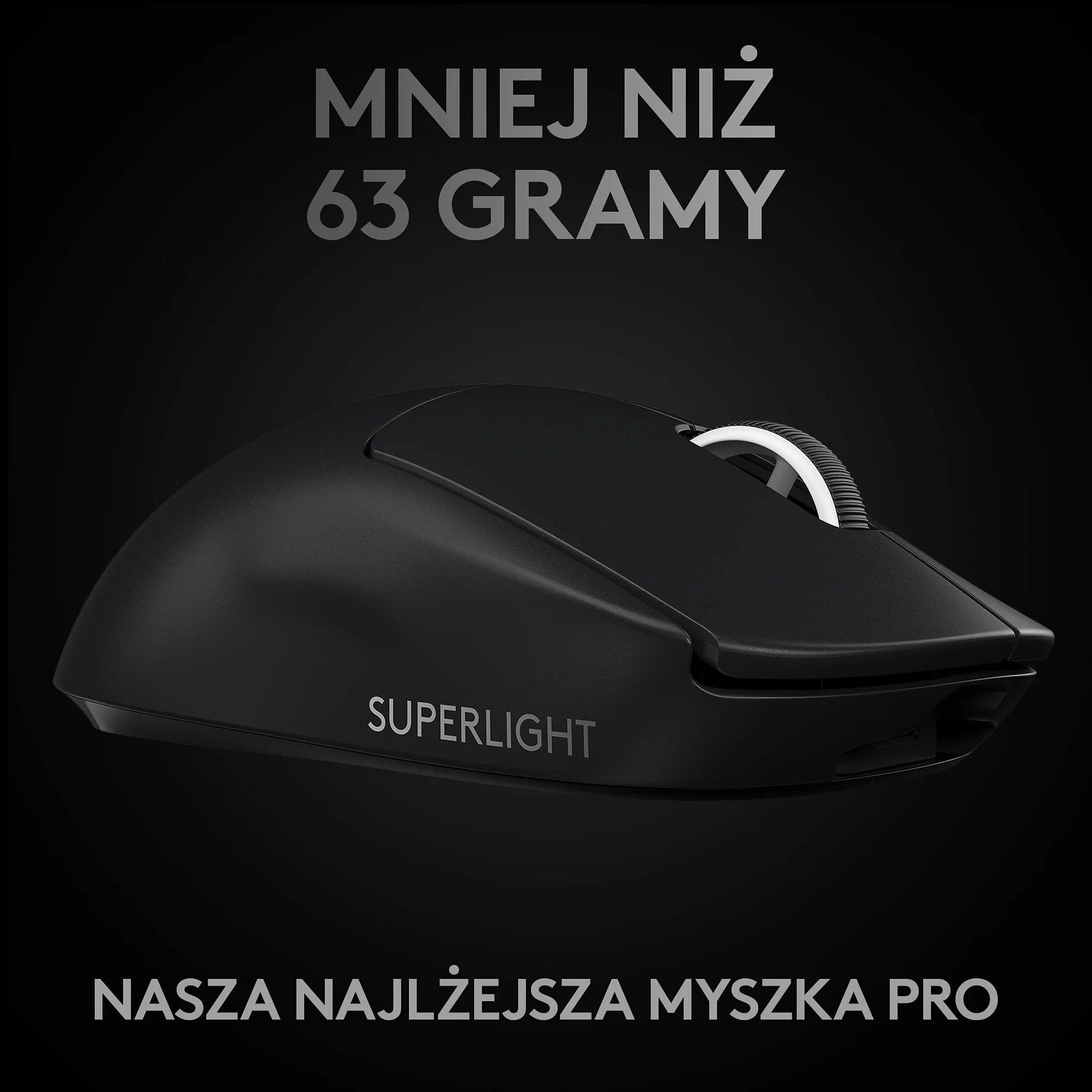 Logitech G PRO X SUPERLIGHT Bezprzewodowa mysz gamingowa, lekka, czujnik HERO 25K, 25,600 DPI, 5 programowalnych przycisków, długi czas pracy baterii, kompatybilna z PC/Mac - Czarny