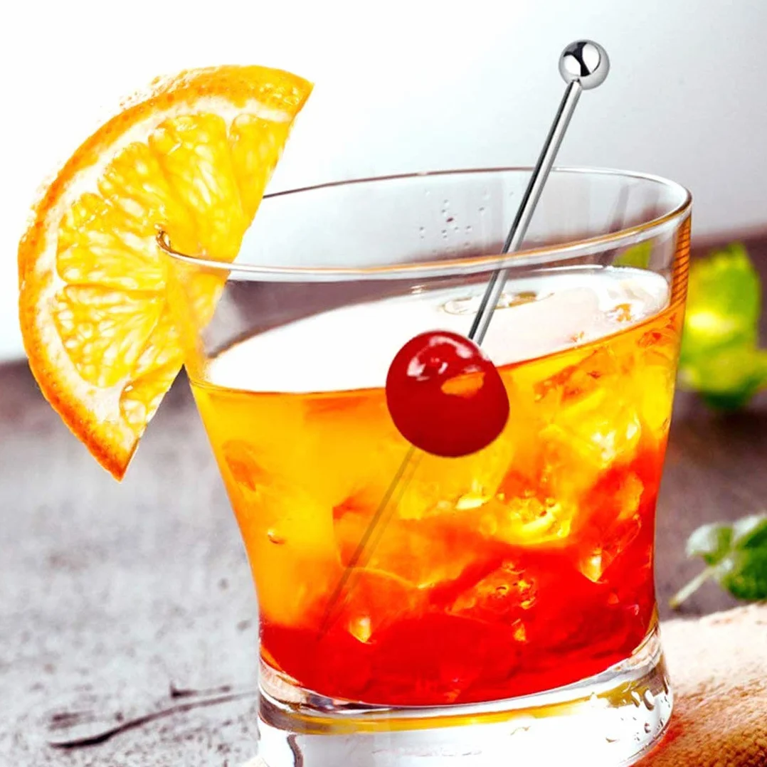 Zestaw patyczków koktajlowych 20 szt. patyczków do owoców ze stali nierdzewnej, wielokrotnego użytku kostki do napojów przystawki wykałaczki do Martini, 4 style, srebrne