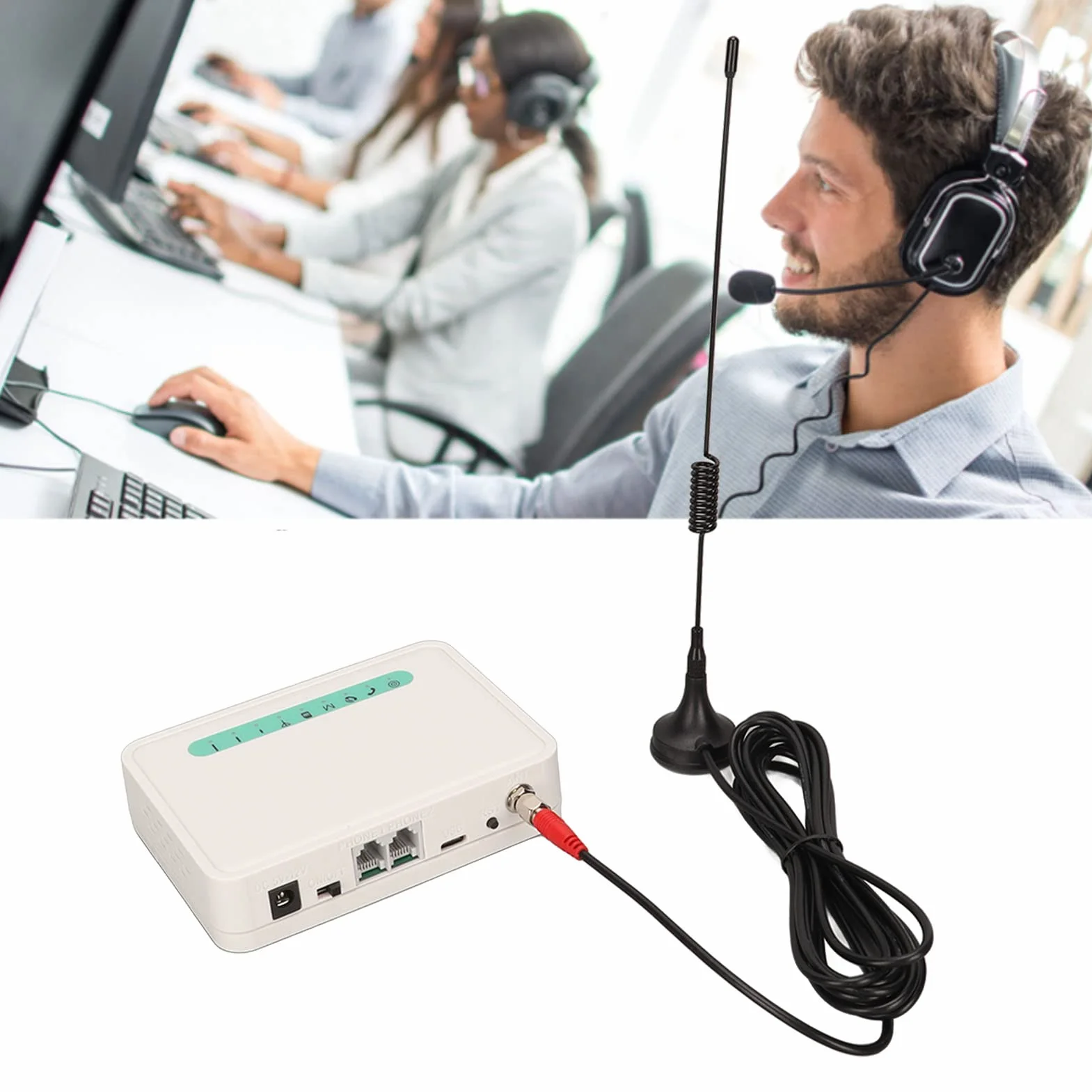 Naprawiono Terminal Bezprzewodowy GSM, 3G 4G LTE Quad Band GSM 850/900/1800/1900Mhz Desktop Wireless Terminal Dzwoniącego Dialer z LED Lights, do Telefonu Stacjonarnego, Alarm