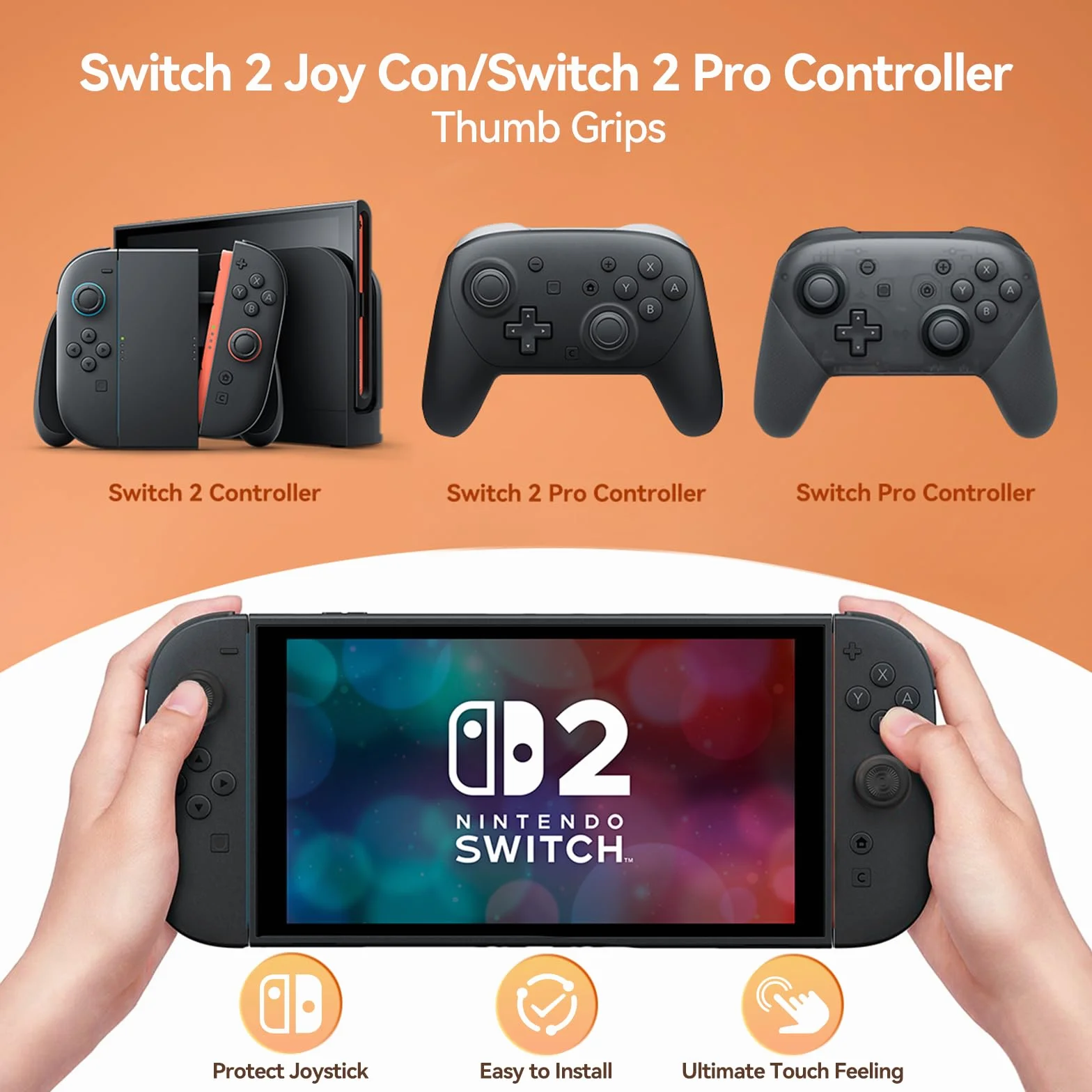 NEWDERY 12 szt. uchwytów na kciuki do Nintendo Switch 2, nakładki na kciuki, ergonomiczna konstrukcja, ulepszony uchwyt do gier, wygodne i trwałe, zamiennik kontrolera joysticka do uchwytu kontrolera