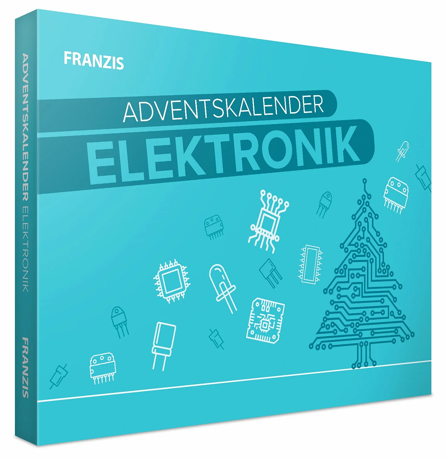 FRANZIS 67400 Elektroniczny kalendarz adwentowy, 24 eksperymenty z elektroniki, zestaw z płytką drukowaną