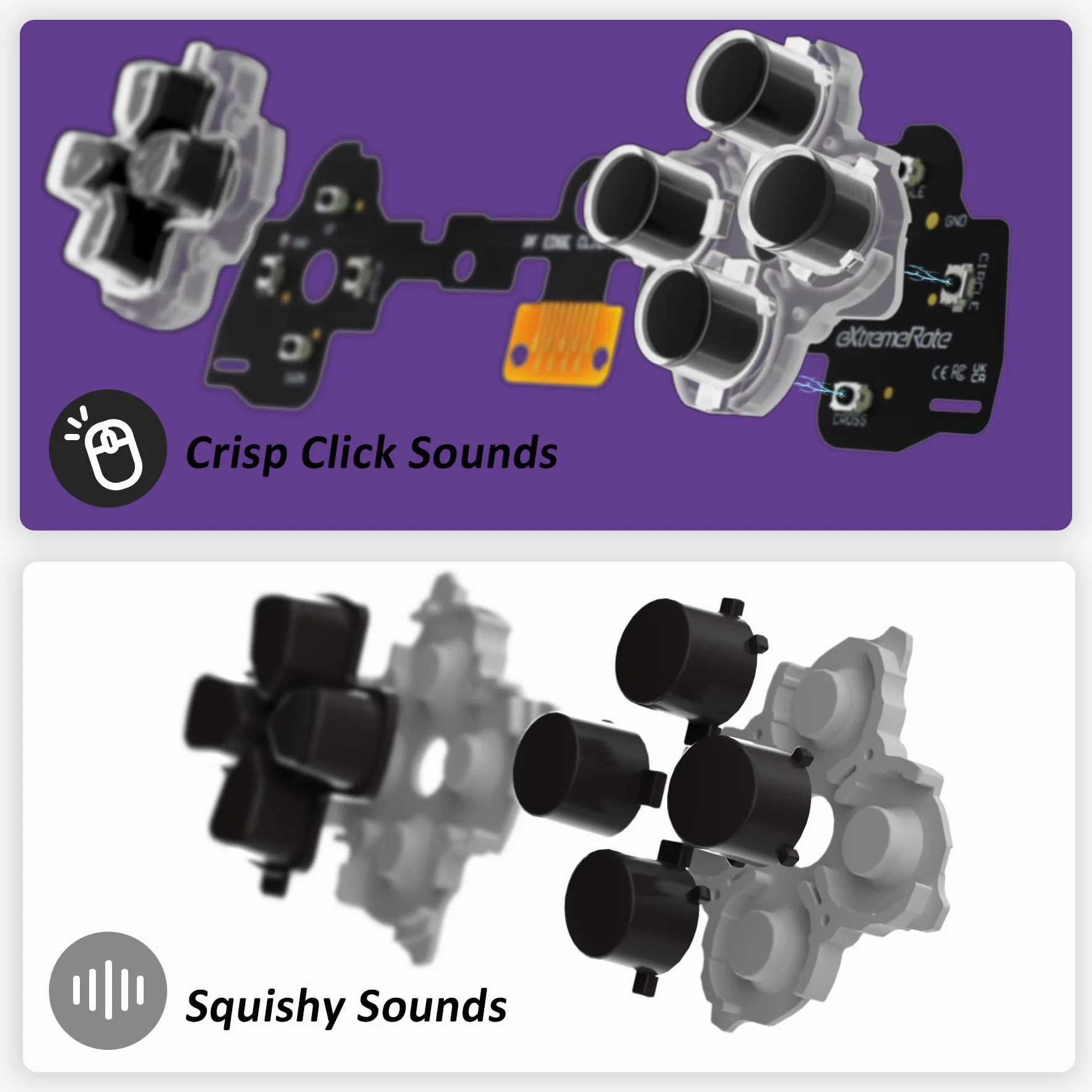 eXtremeRate Face Clicky Kit dla ps5 Edge Kontrolera,Taktylnymi Przyciskami Kierunkowymi D-pad Zestaw do Klikania Myszą dla ps5 Edge Kontrolera-Kontroler Nie Jest Dołączony