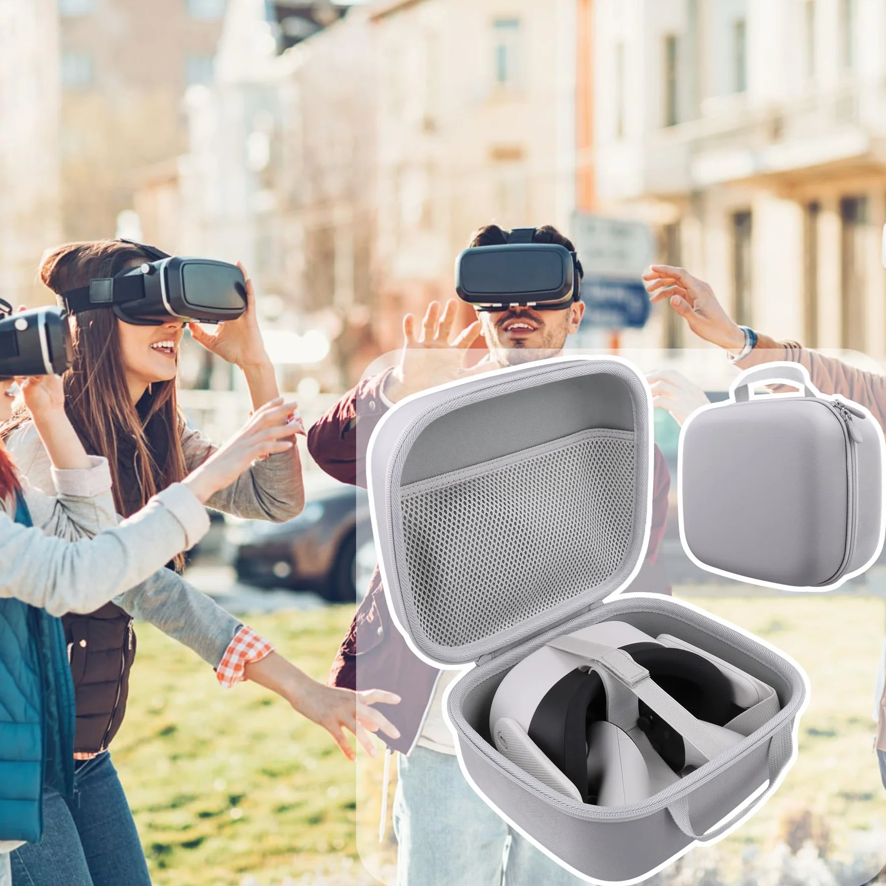 co2CREA Twarde etui ochronne na telefon komórkowy Meta Quest Pro/Meta Quest 3/Meta Quest 3S All-in-One VR Gaming Headset, biały, für Meta Quest 3S, casual