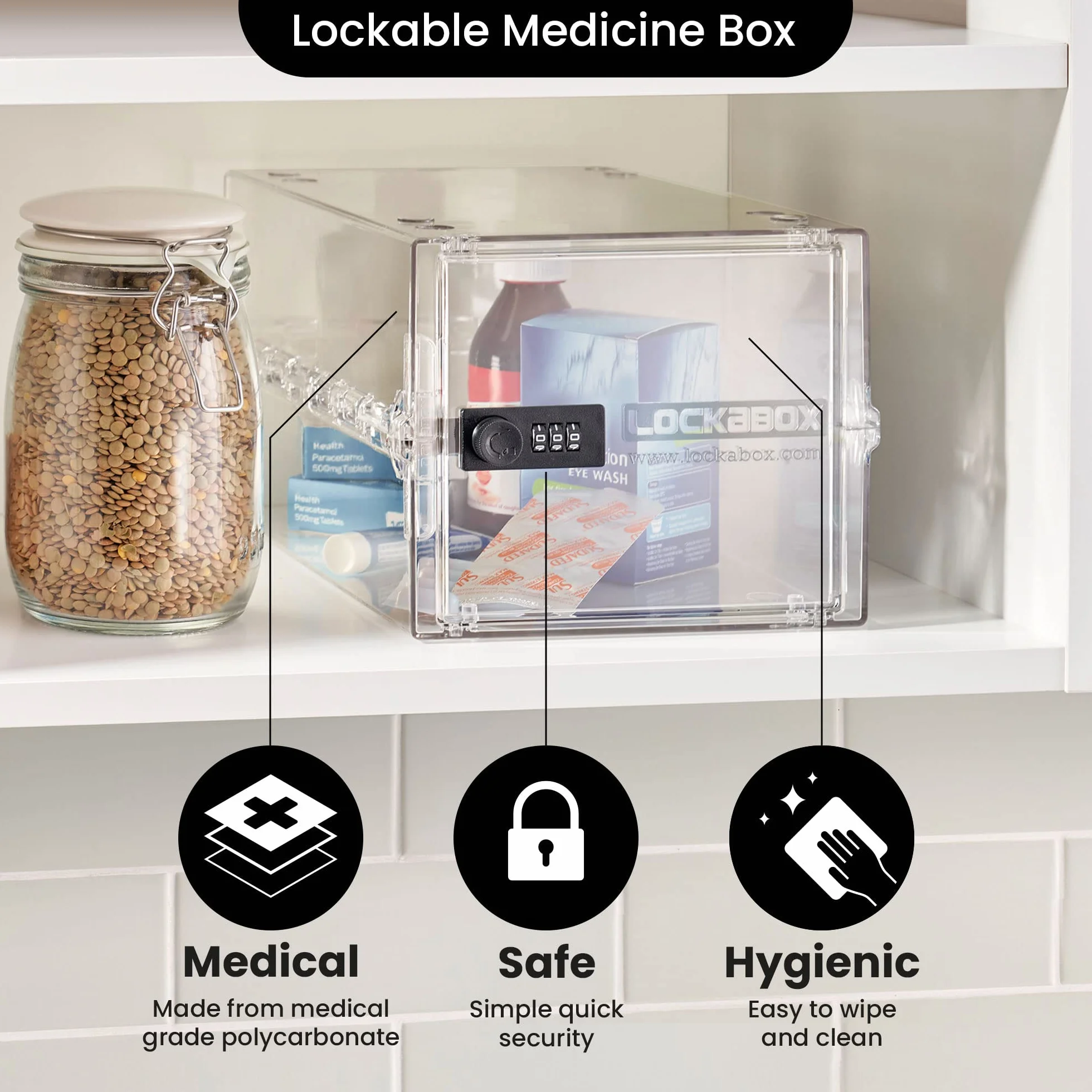 Lockabox One Zamykane pudełko do przechowywania 10 l zamek szyfrowy 31 x 21 x