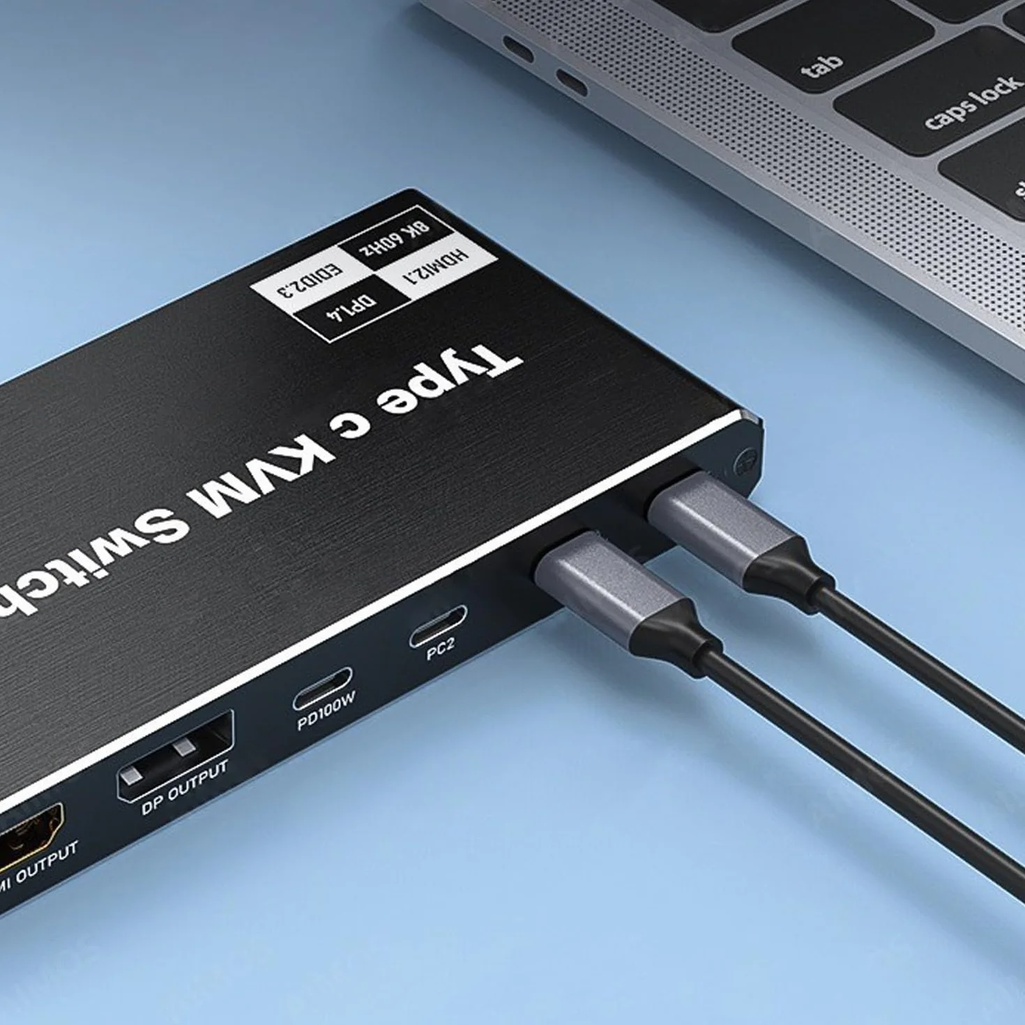Przełącznik KVM USB-C 2 w 1 z wyjściem 8K przy 60 Hz 4K przy 120 Hz, dla Windows 11/10/8/7/Vista/XP, Mac OS X 10.9, kompatybilny z Thunderbolt 3 i Thunderbolt 4