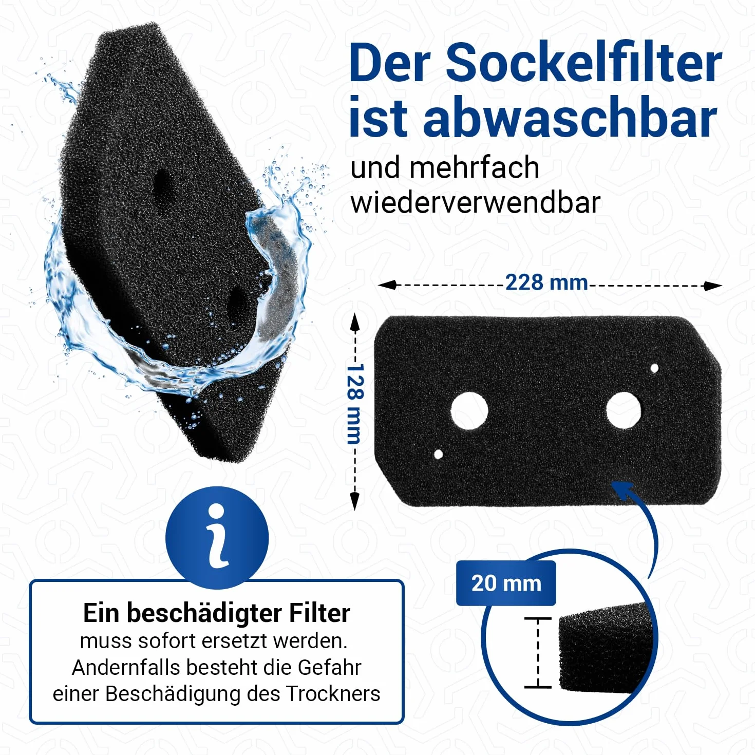 Filtry piankowe VIOKS 228x128mm do suszarki Bosch Zamiennik 12007650