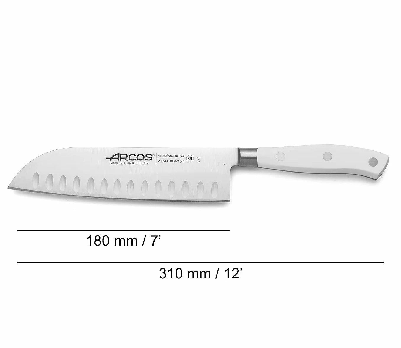 ARCOS Noż Santoku kute ze stali 180 mm Riviera Blanc japoński ostry nóż do krojenia mięsa ryb warzyw
