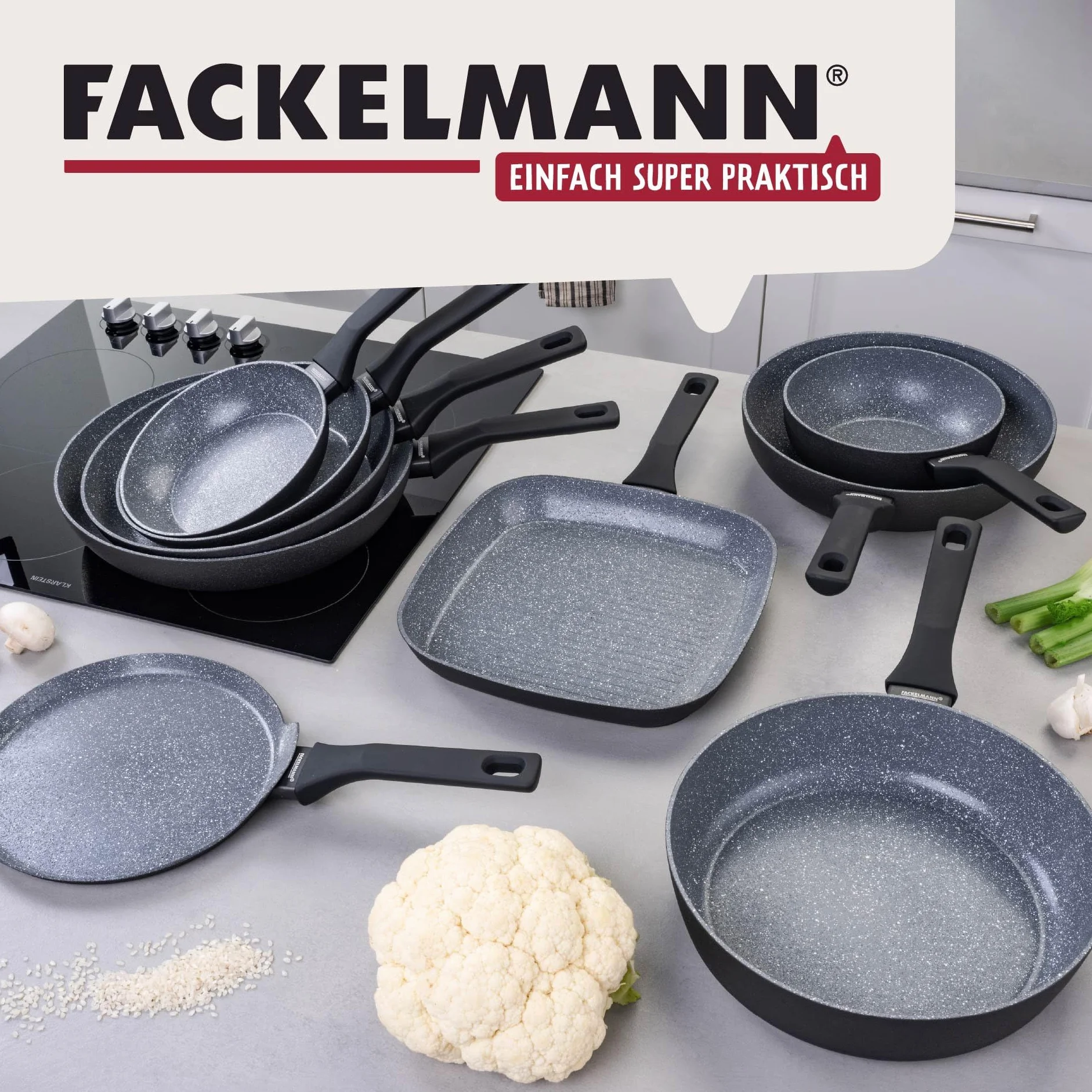 Fackelmann Patelnia Cosmo 24 cm z tłoczonego aluminium, powłoka ceramiczna, uchwyt Soft-Touch