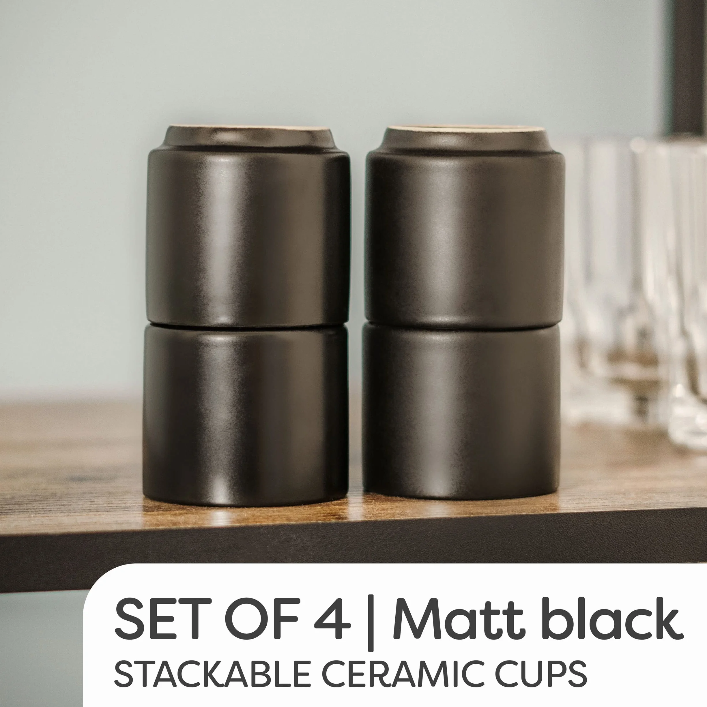 Cosumy Filiżanki do Espresso Ceramiczne Zestaw 4 Sztuk 70 ml Do Zmywarki
