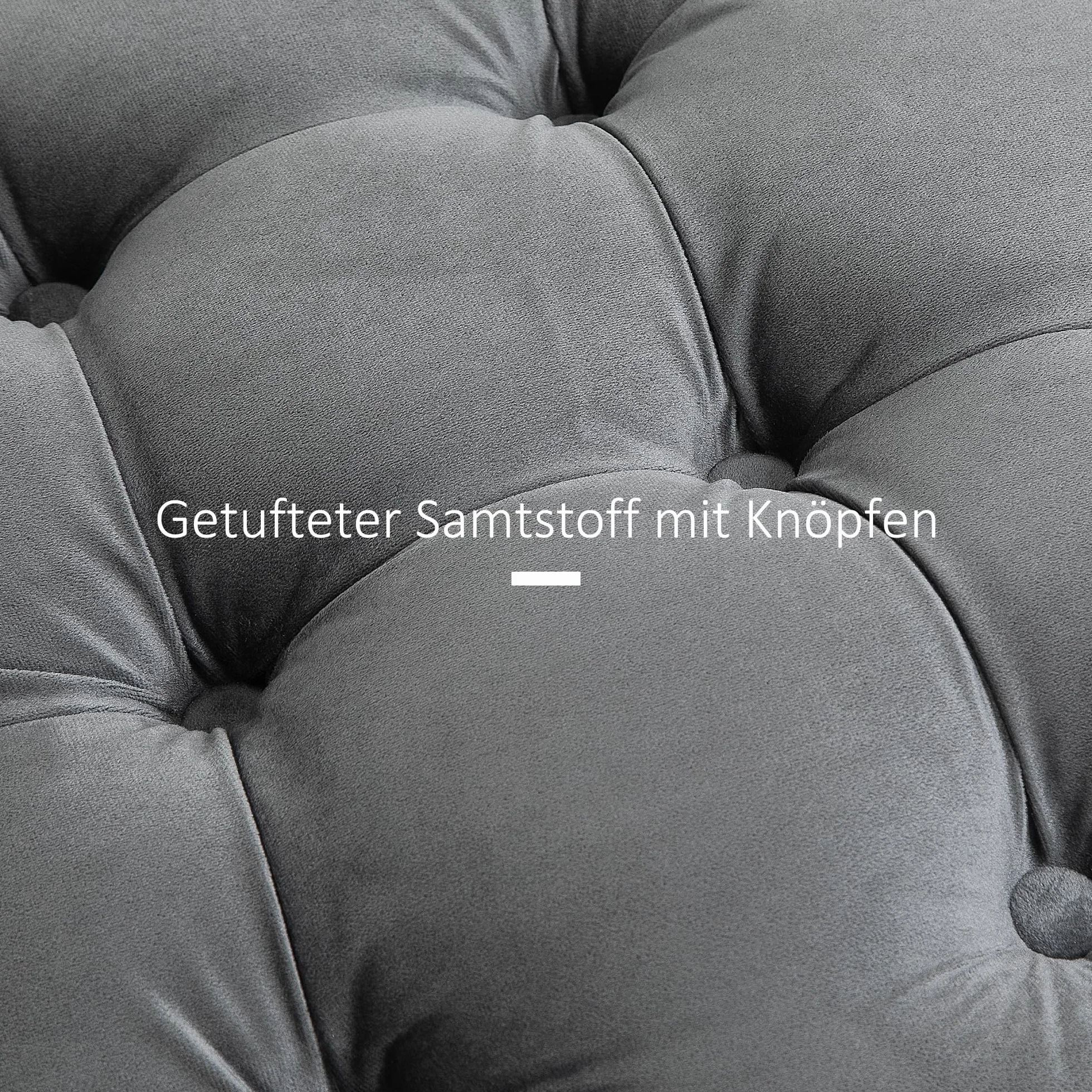 HOMCOM Vintage Hocker, Sitzhocker mit Stauraum, Polsterhocker, Stoff, Metall, Schaumstoff, Pappelholz, Kohlegrau, 55 x 55 x 42 cm