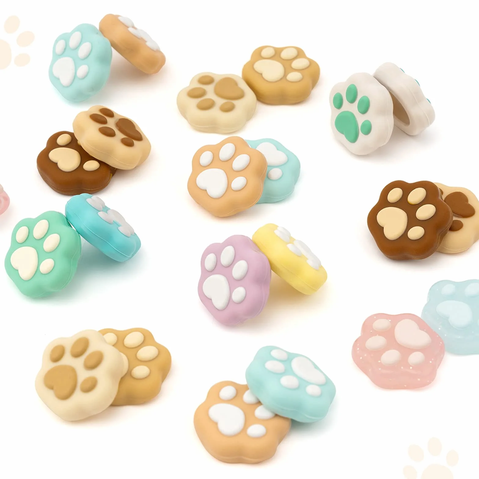 GeekShare 4PCS Cat Paw Shape Thumb Grip Caps,Soft Silicone Joystick Cover Compatible with Switch/OLED/Switch Lite (Milk Tea Brown)