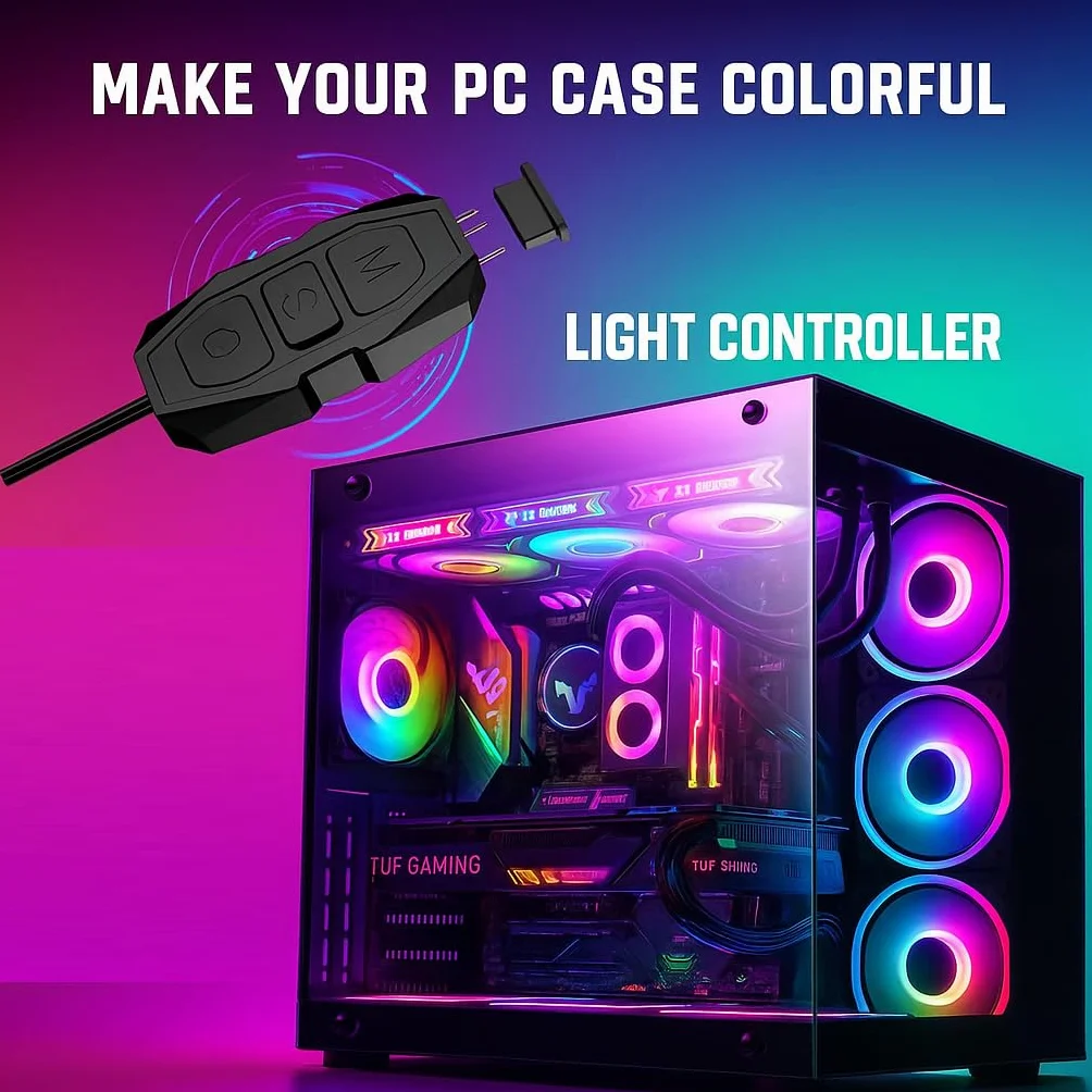 Gebildet ARGB zestaw kontrolerów do PC RGB, wentylator obudowy, kontroler SATA Power, wentylator komputerowy ARGB, koncentrator sterowania RGB i pojedynczy efekt świetlny