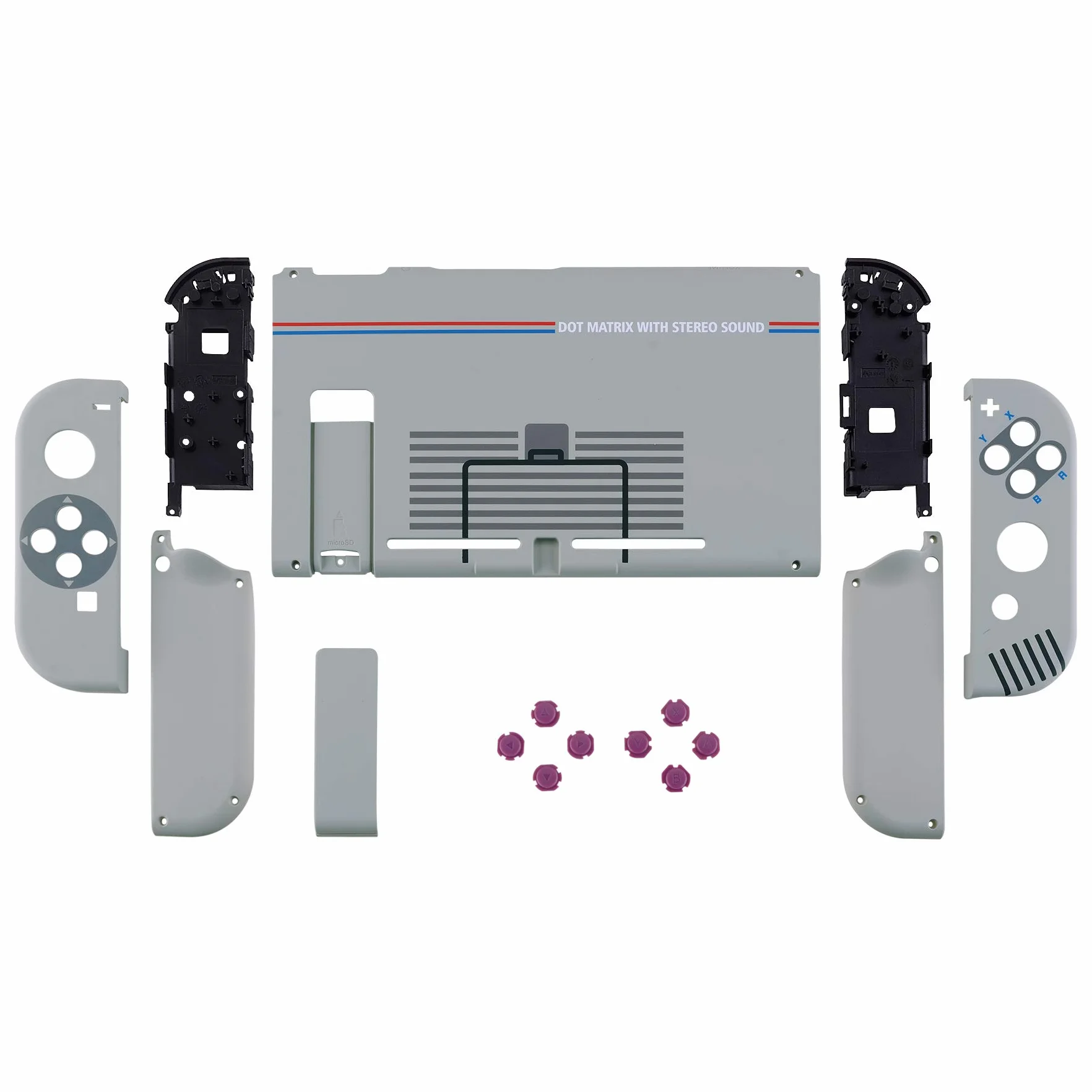 eXtremeRate Soft Touch Grip Płyta Tylna dla Nintendo Switch Konsoli, NS Joycon Handheld Controller Obudowa z Przyciskami, DIY Wymiana Shell dla Nintendo Switch - Klasyczny 1989 GB DMG-01