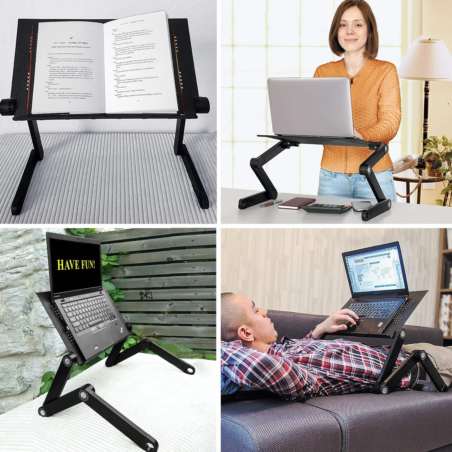 Wonder Worker Newton, składany stolik na laptopa, stojak na tablet i laptop, designerski stół do czytania do łóżka krzesła i sofy, ergonomiczny, wszechstronny regulowany, lekki aluminium