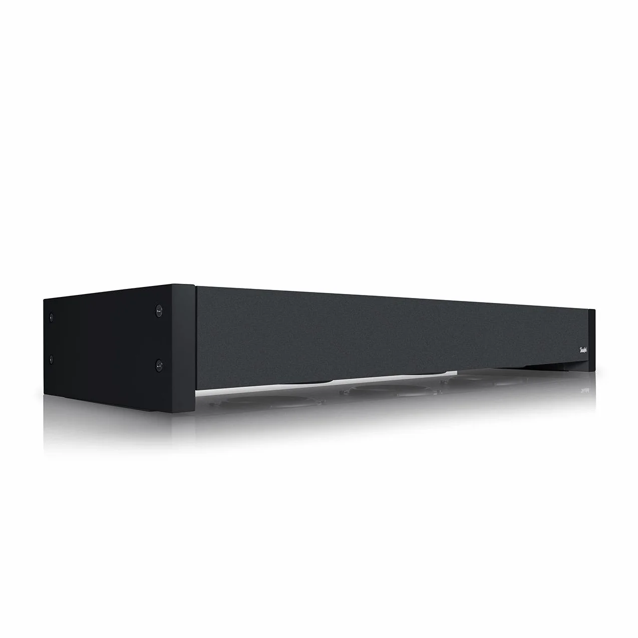 Płaski subwoofer Teufel T 4000 - zajmujący niewiele miejsca subwoofer aktywny, zasada downfire, mocne odtwarzanie basów, bass reflex - czarny