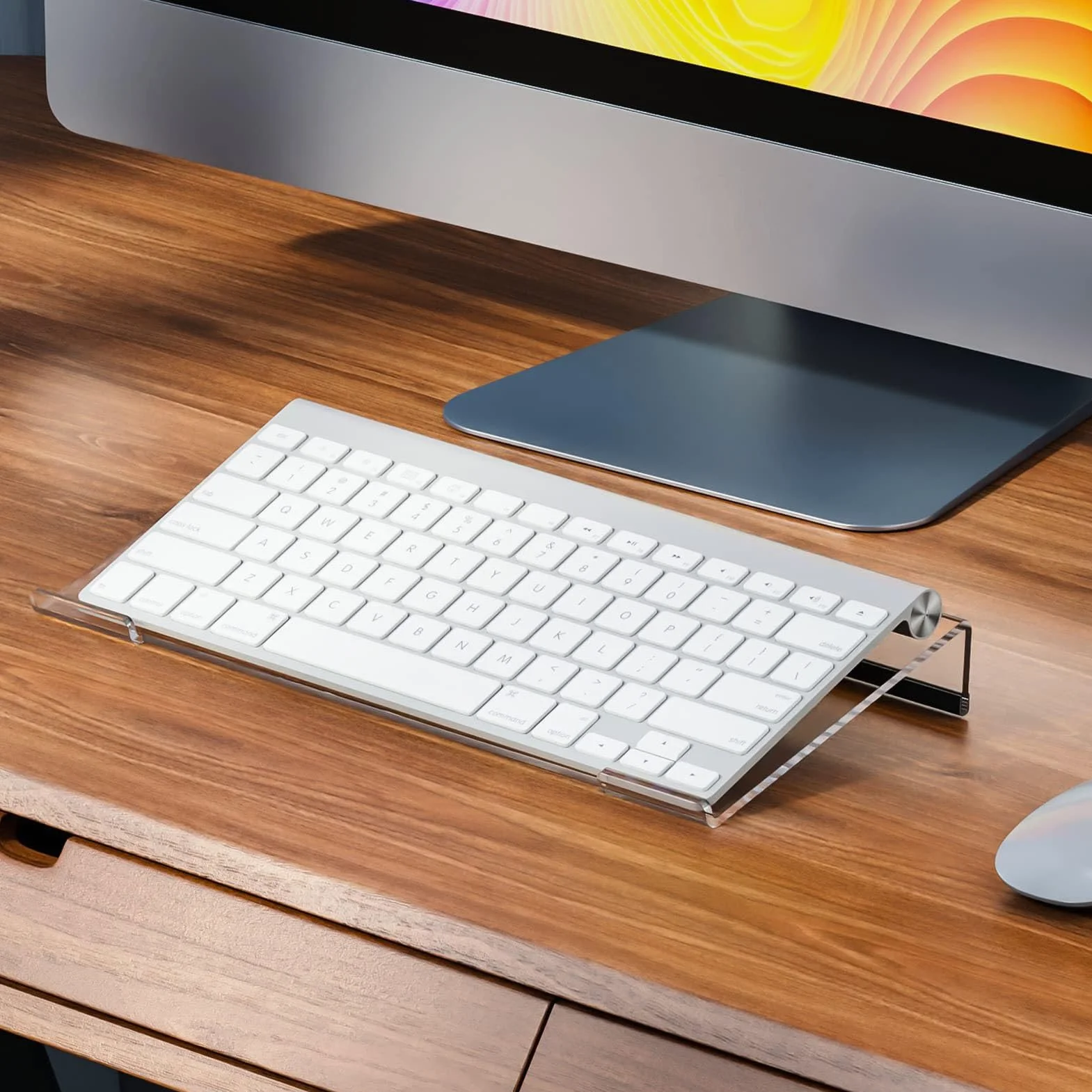uchwyt na klawiaturę z akrylu, nachylony uchwyt na klawiaturę komputerową Ergonomiczny uchwyt na klawiaturę dla wygodnego pisania w domu i biurze - czarny