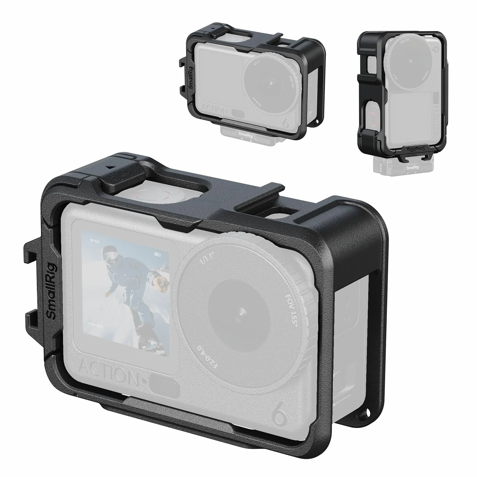 SMALLRIG Klatka do DJI Osmo Action 6 (wersja podstawowa), klatka do kamery z wieloma interfejsami rozszerzeń, rama ochronna z zimną stopką, lekka i stabilna, pełny dostęp design - 5886
