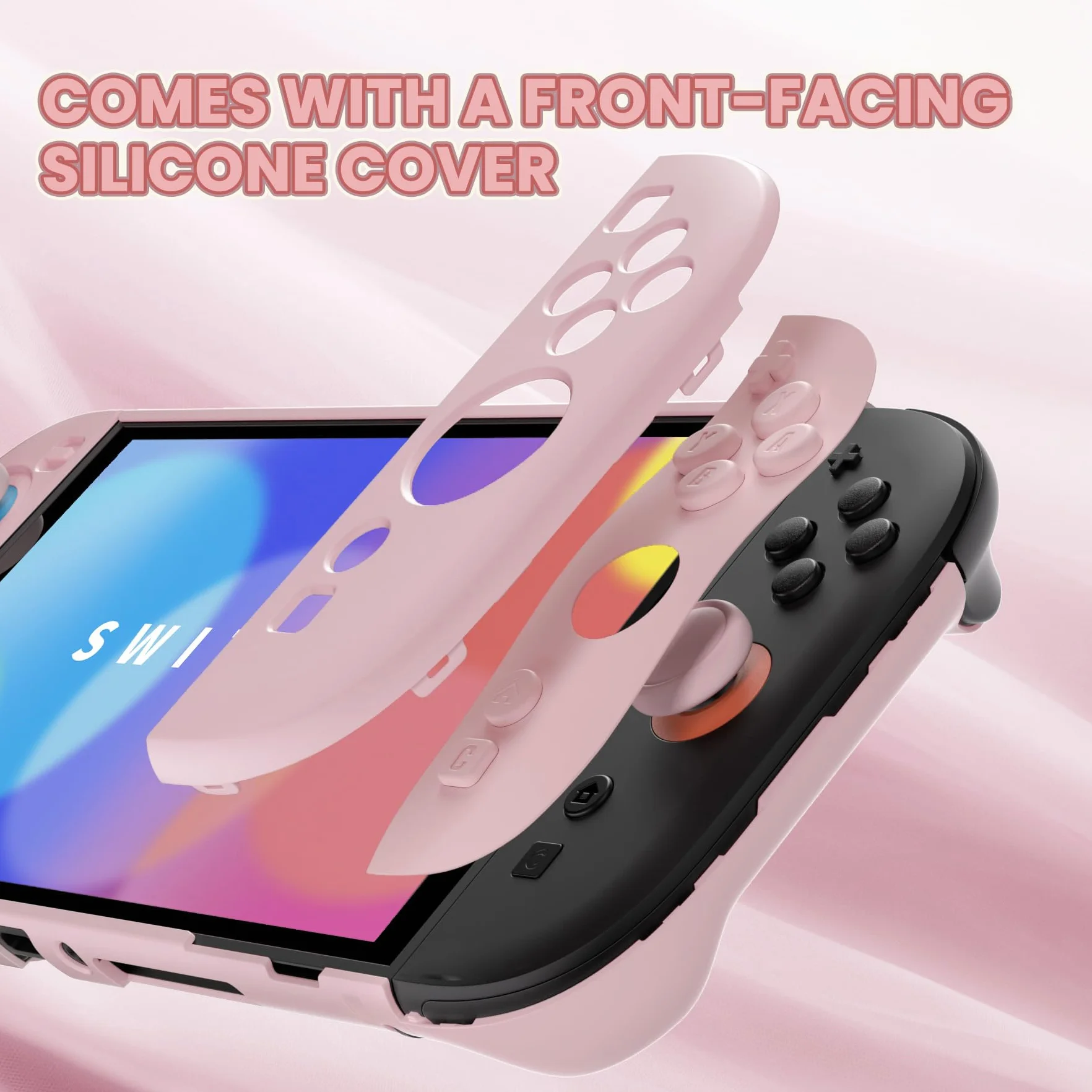 PlayVital Etui Ochronne do Switch 2, Sztywne Osłona Grip Joycon z Nakładką na Joystick – Różowy Kwiat Wiśni