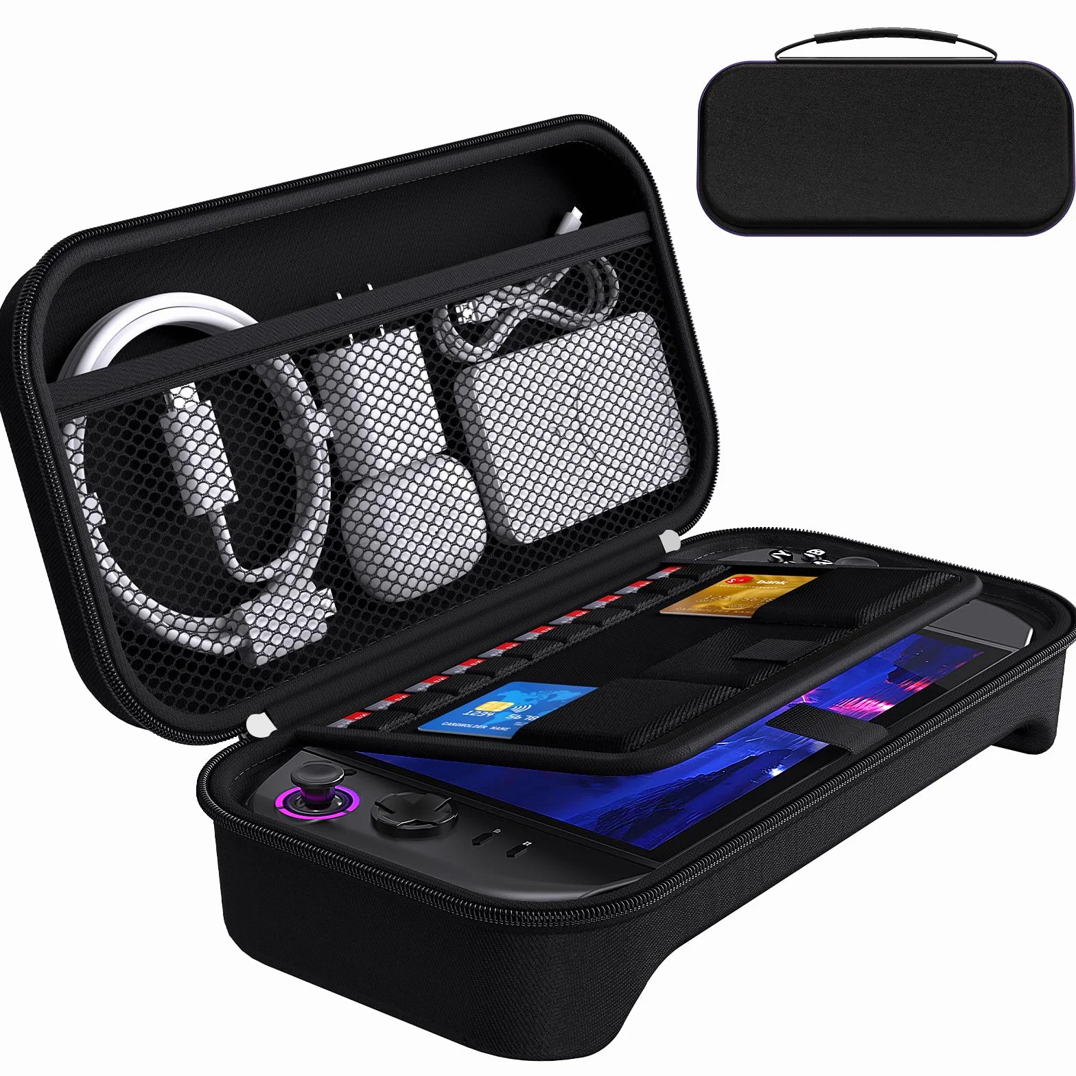 iVoler Twarde etui do Lenovo Legion Go Gen 2, odporna na wstrząsy torba transportowa z miejscem do ładowania stacji dokującej, zawiera 8 kart MicroSD i 2 kart kredytowych, czarny