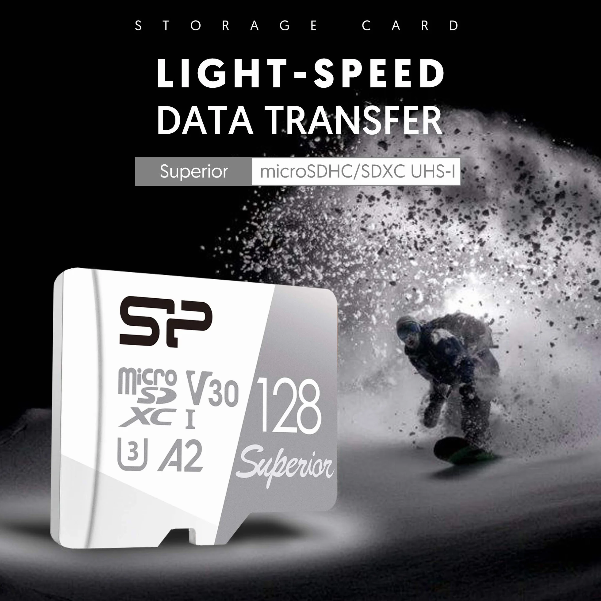 Silicon Power 128 GB Superior Micro SDXC UHS-I (U3), V30 4K A2, szybka karta microSD z adapterem