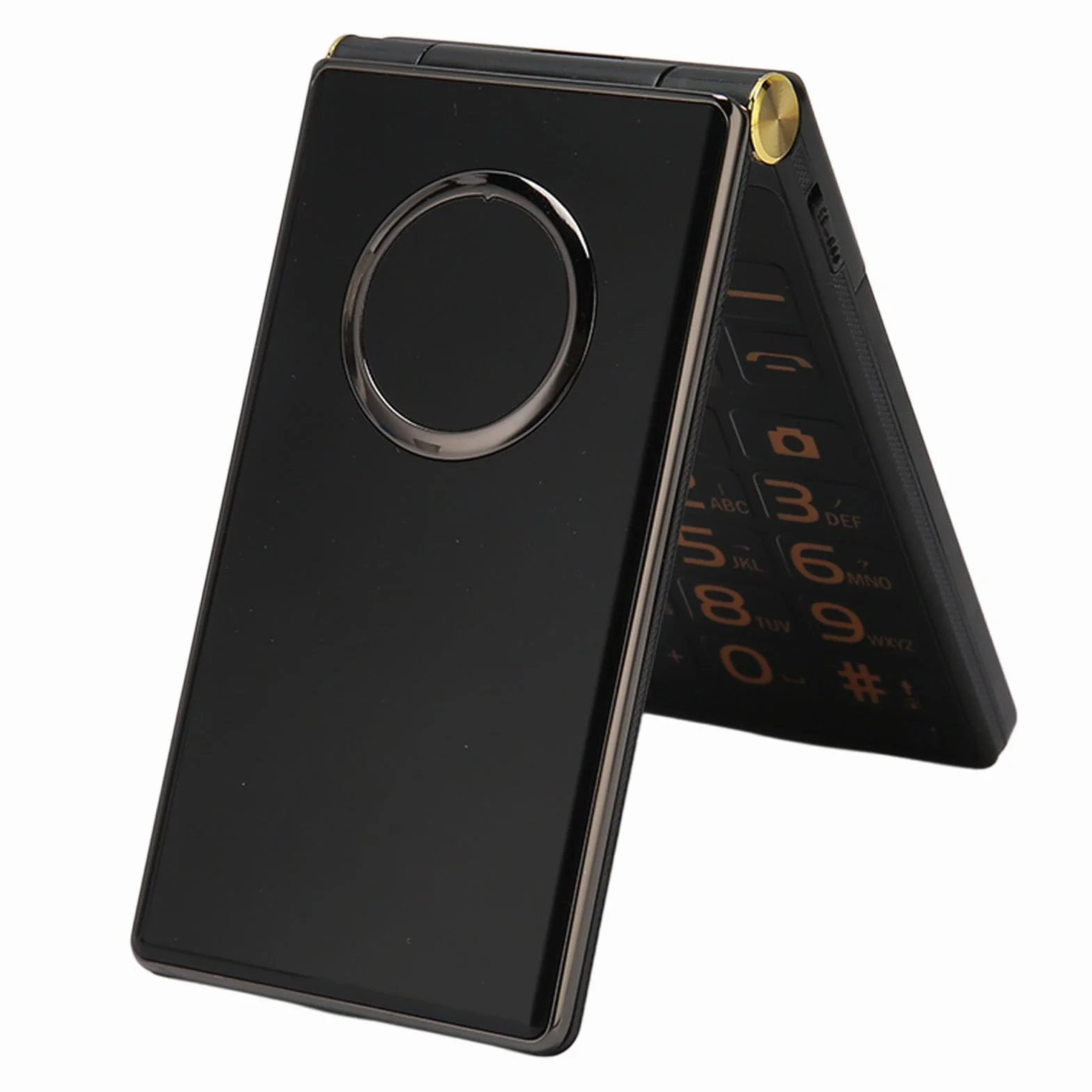 Składany Telefon dla Seniorów, Telefon Komórkowy z Dużymi Przyciskami dla Seniorów, Odblokowany Telefon 2G GSM Dual SIM Card Slots (Czarny)