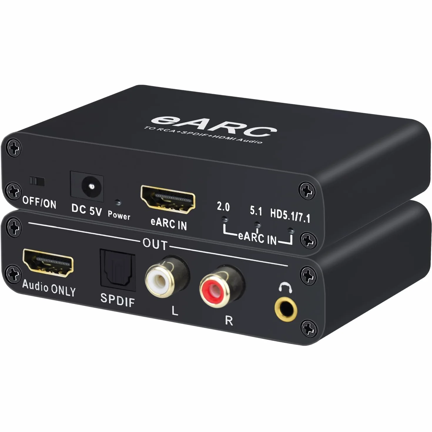 Ekstraktor audio HDMI eARC ARC, przetwornik cyfrowo-analogowy 192 khz, adapter audio eARC na RCA, optyczny, 3,5 mm do telewizora, DTS Dolby Atoms AC3 LPCM