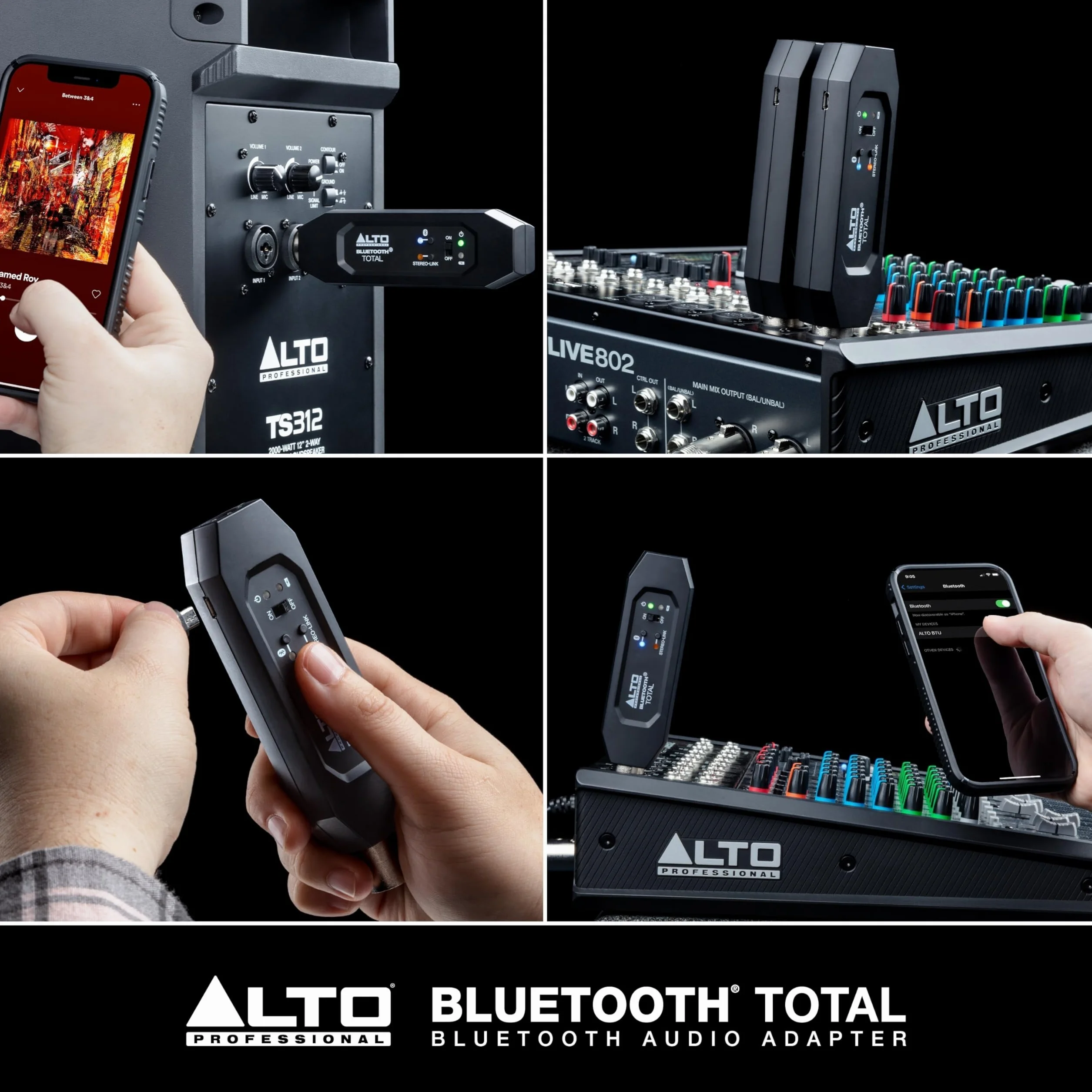 ALTO Bluetooth Total 2 Odbiornik Bluetooth z możliwością ponownego ładowania z połączeniem XLR do mikserów/urządzeń audio i aktywnych systemów PA