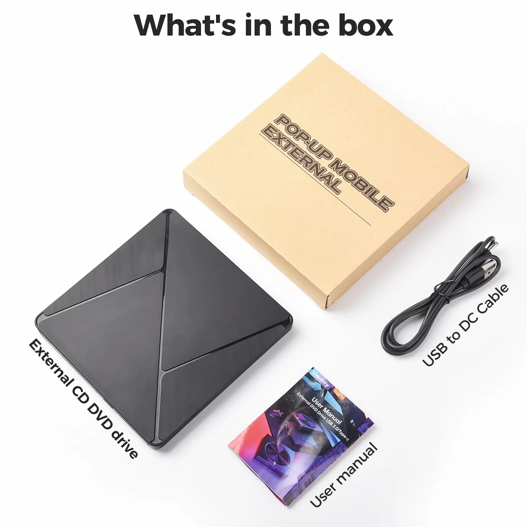 BHHB Zewnętrzny odtwarzacz CD DVD DVD Napęd zewnętrzny z USB 3.0 i USB-C, Napędy przenośne CD/DVD /-RW/ROM stabilny dla PC/laptopów/Windows 11/10/8/7/XP/Vista/Linux/MacOS