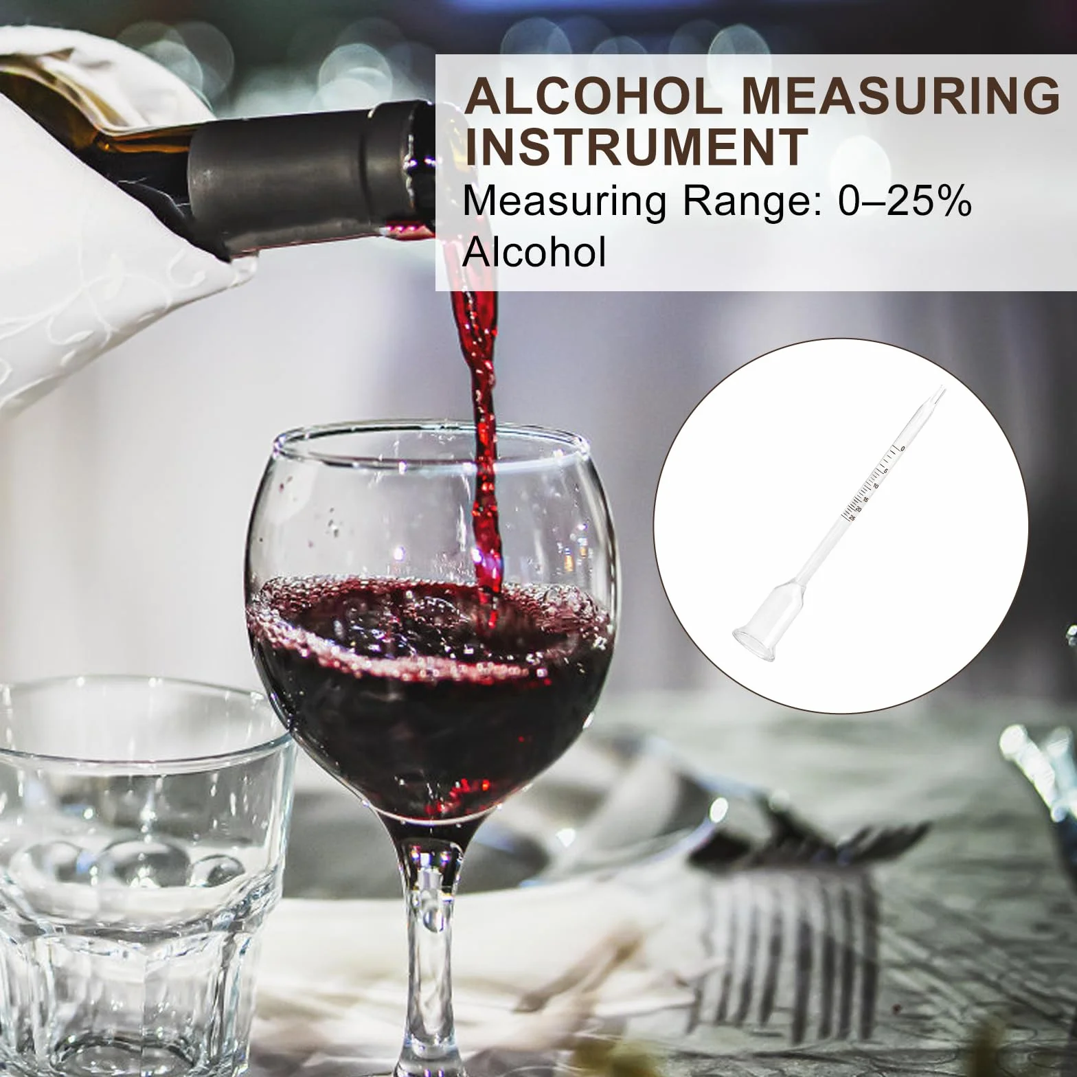 Winometr szklany precyzyjny 0-25% pomiar alkoholu