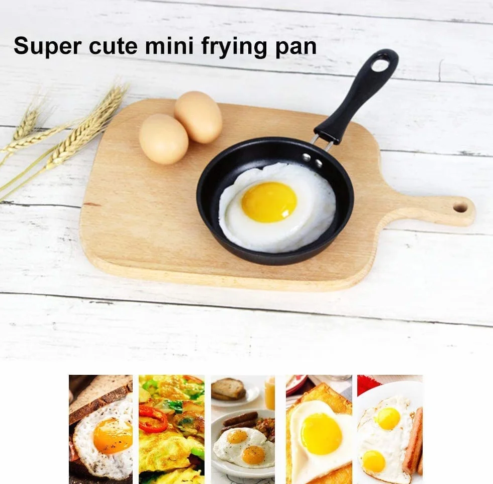 Mini patelnia, 12 cm, mini patelnia do jajek z uchwytem, odporna na ciepło, nieprzywierająca, przenośna, kempingowa, kuchenka gazowa, kuchenka indukcyjna