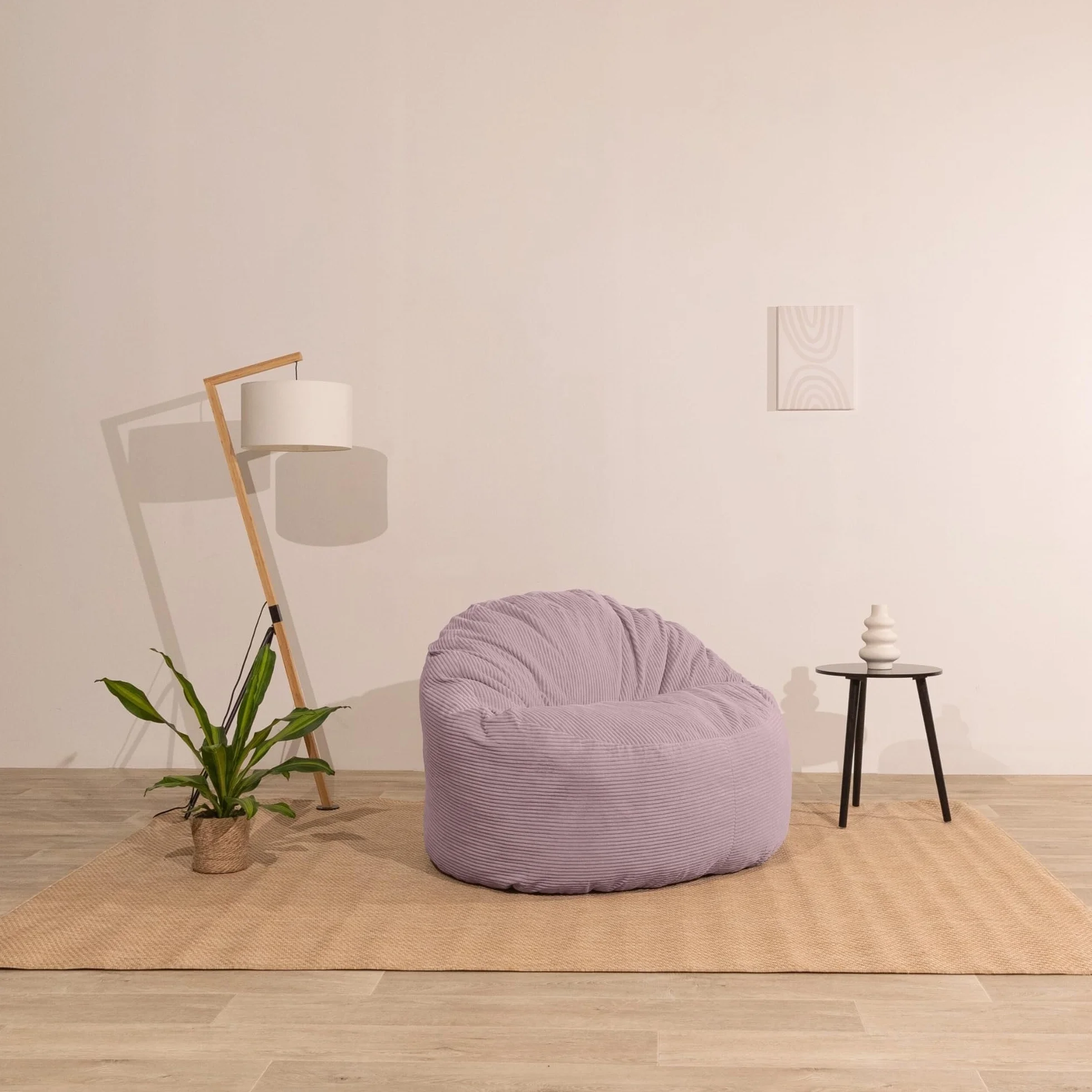 bananair - Worek do siedzenia ze sztruksu szeroko prążkowanego dla dorosłych i dzieci – miękki, wygodny i elegancki – optymalne podparcie – fotel worek XXL z wypełnieniem, Bean Bag (100 cm