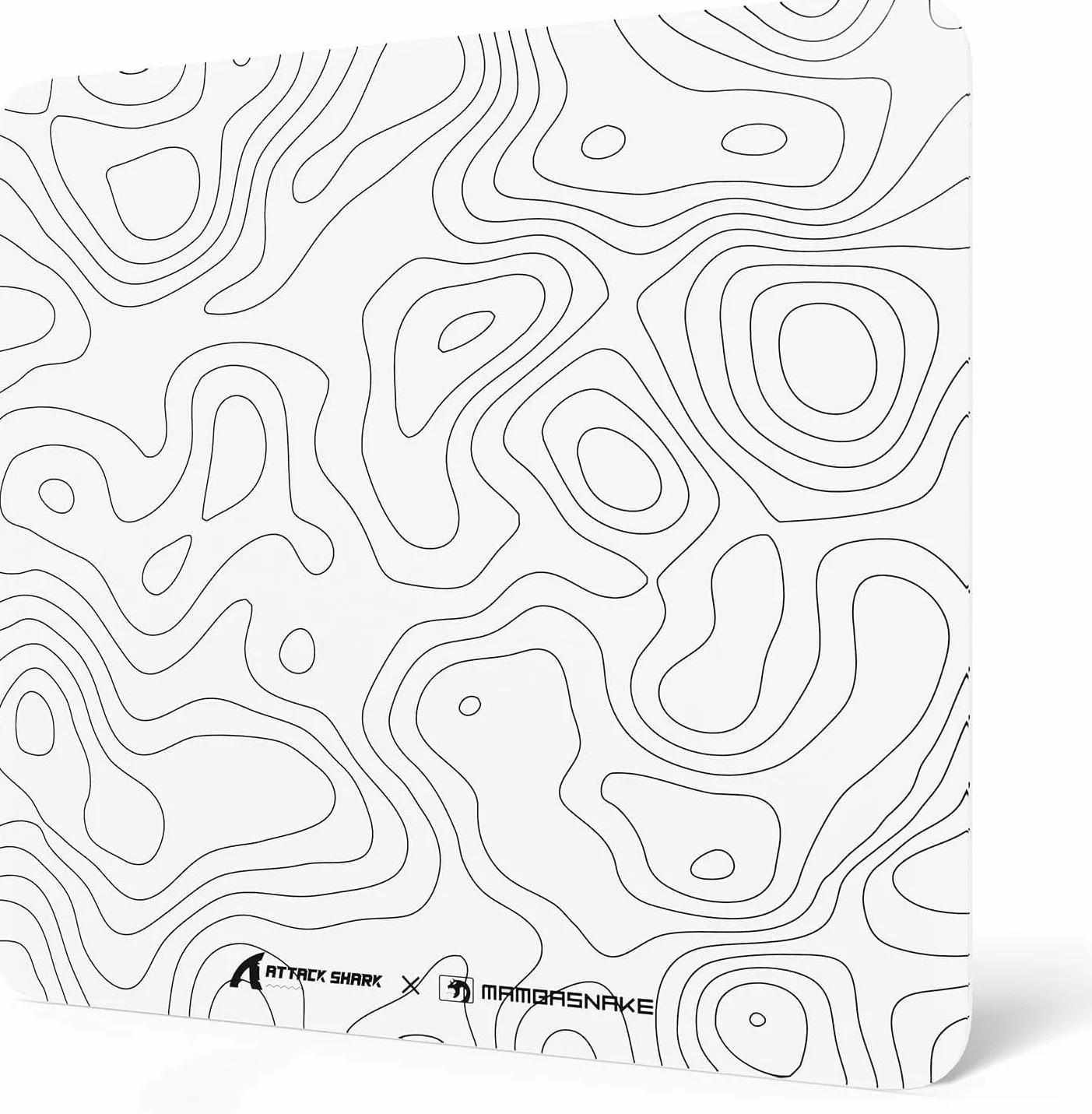 MAMBASNAKE x ATTACK SHARK CM05 Contour Glass Hard Gaming Mousepad,Nano-Micro-Etched Texture,Smooth Glass Surface,High Accuracy,Fast-Moving,Anti-Scratch, PU Leather Non-Slip Base, Large Size(450×400mm)