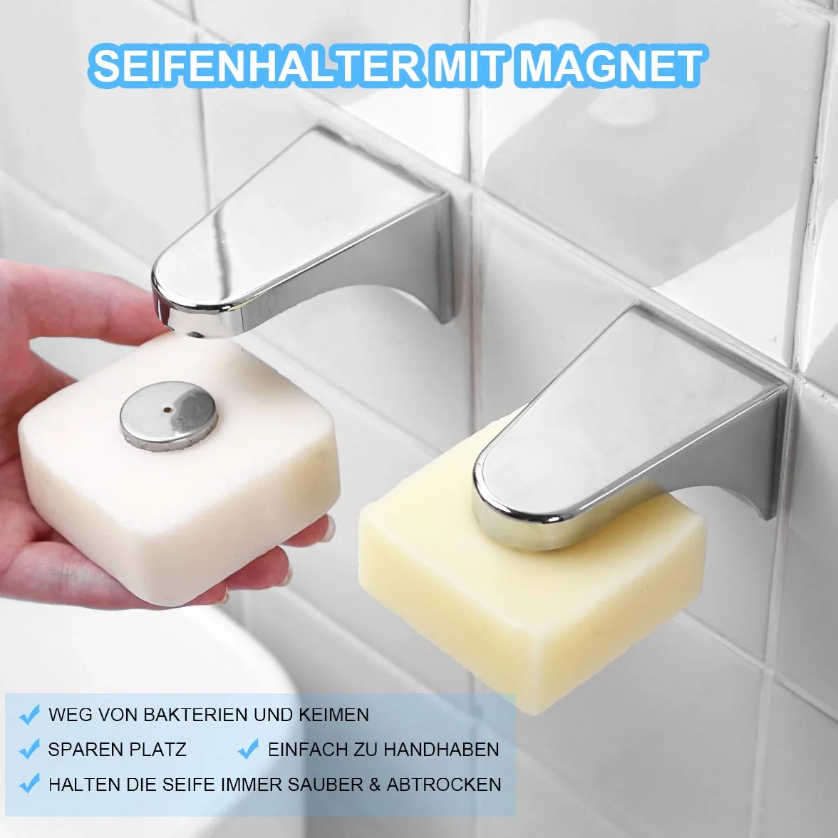 Magnetyczny uchwyt na mydło 3-częściowy z 6 wkładkami do łazienki
