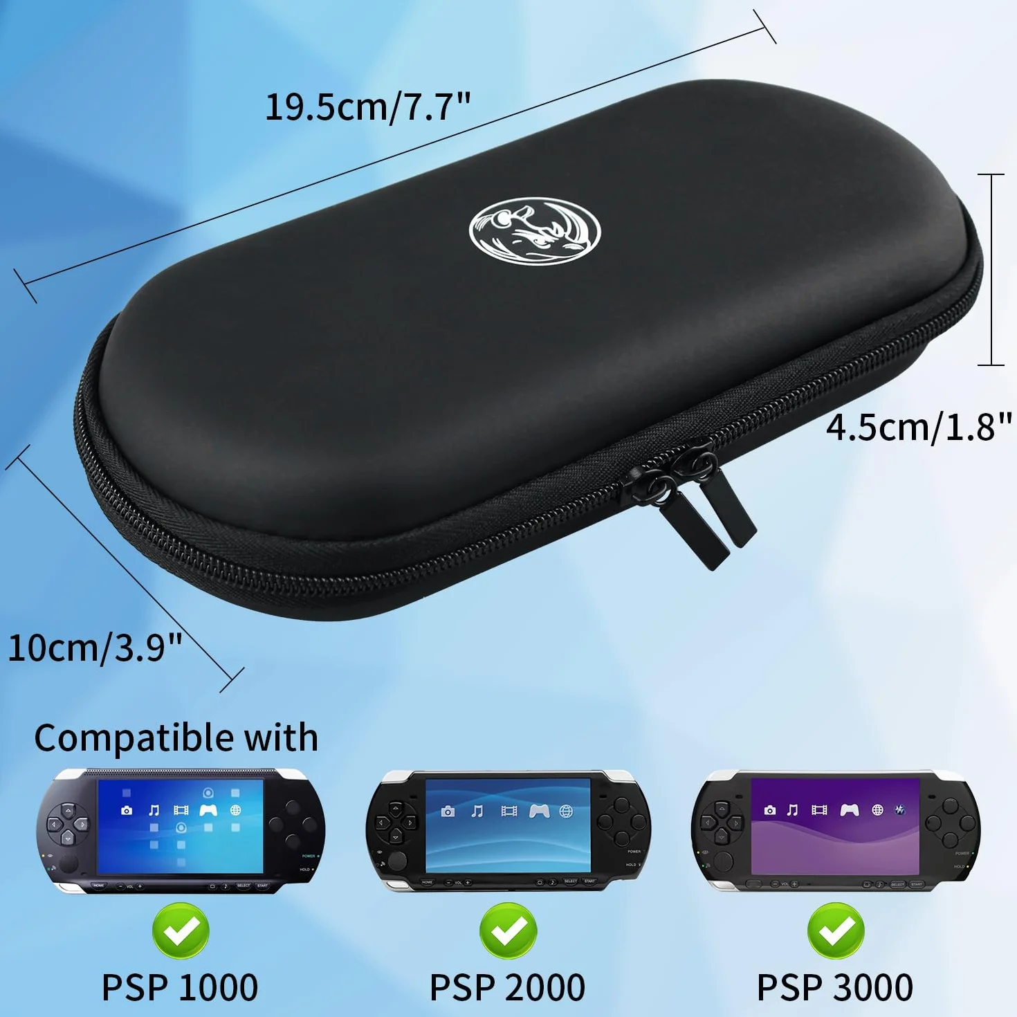 OSTENT Eva Hard Travel Carry Cover pokrowiec ochronny do Sony PSP 1000 2000 3000, czarny, Ochraniacz