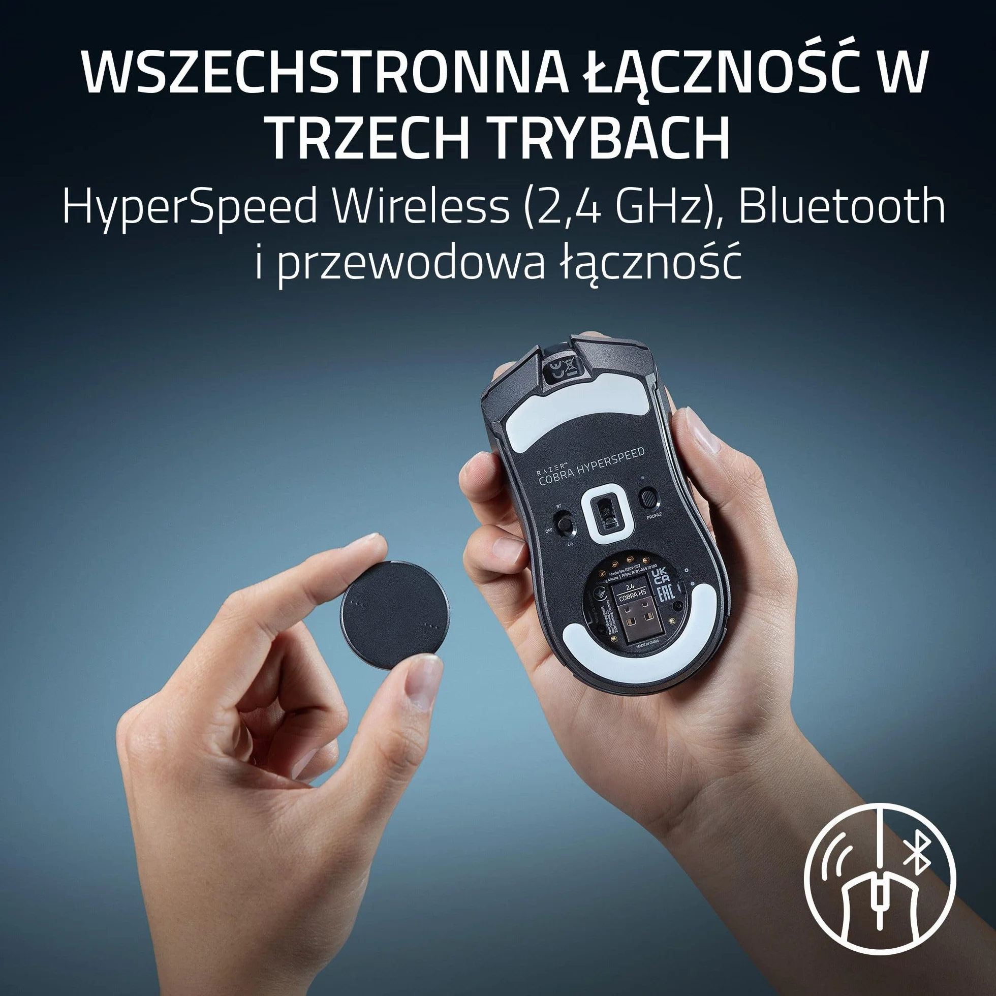 Razer Cobra HyperSpeed bezprzewodowa mysz do gier 62g 26K dpi 1000 Hz Bluetooth Czarny