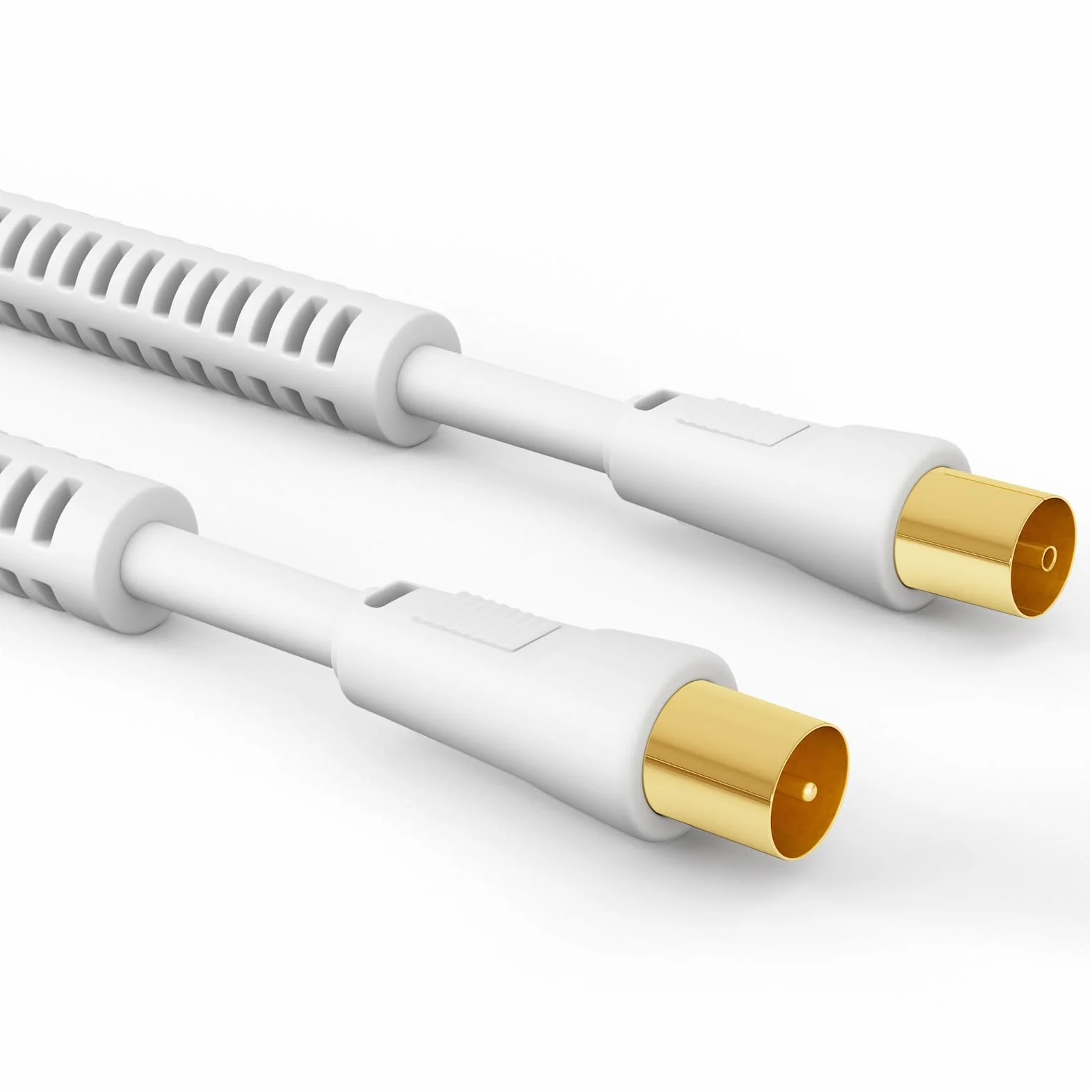 HB-Digital Kabel antenowy HDTV 1 m, kabel koncentryczny do żeńskiego pozłacanego kabla koncentrycznego, z filtrem prądu osłonowego z 2 rdzeniami ferrytowymi, biały