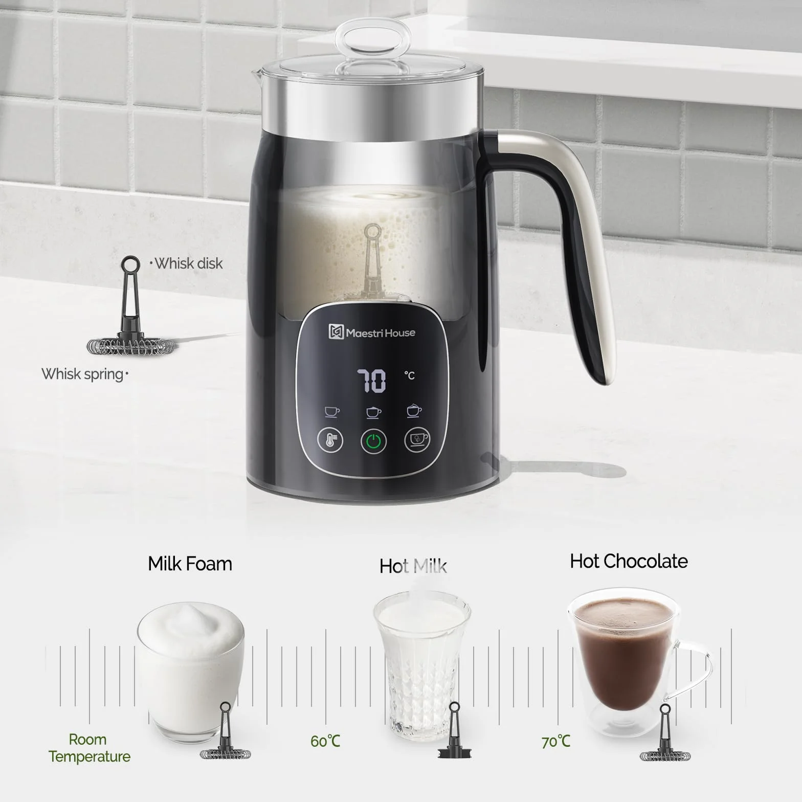 Maestri House spieniacz do mleka elektryczny 4-w-1 400 ml Smart-Touch DualFro 400