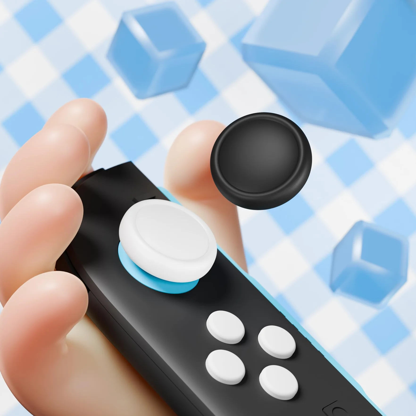 Playvital Osłony Przycisków z Nakładkami Joystick do Switch 2 Joycon,8 Szt. Nakładek na Przyciski & 8 Szt. Nakładek na Drążki Analogowe do Switch 2–Czarno & Biały